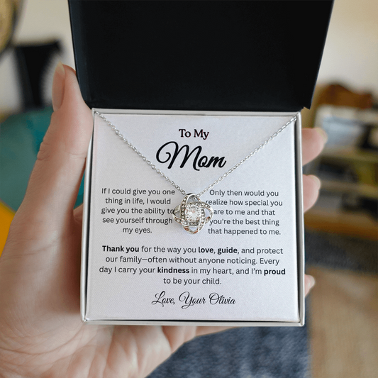 Personalized ‘Best Thing in My Life' Love Knot Necklace – Gift for Mom