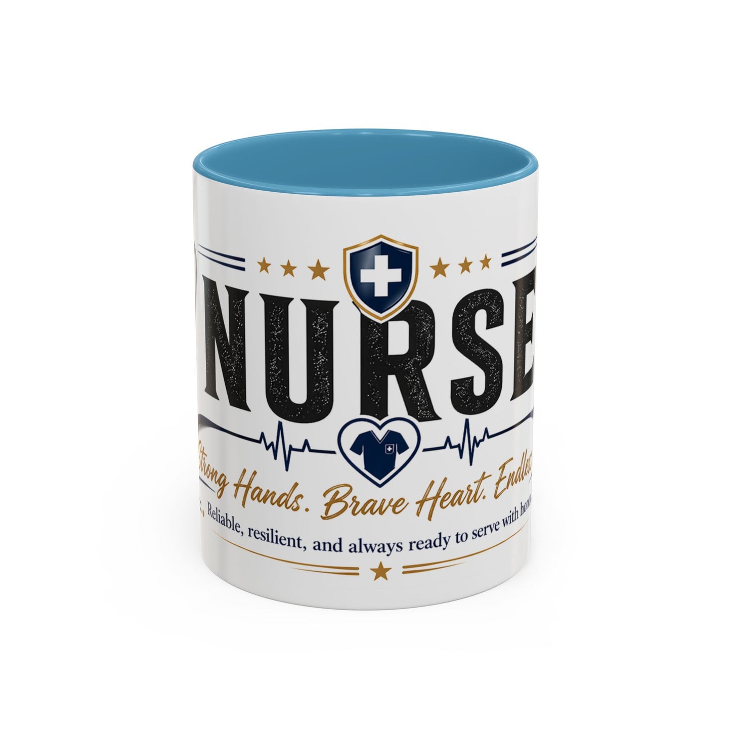 Nurse Coffee Mug – ‘Caring Hands, Brave Heart’ Accent Ceramic Mug (11/15oz)
