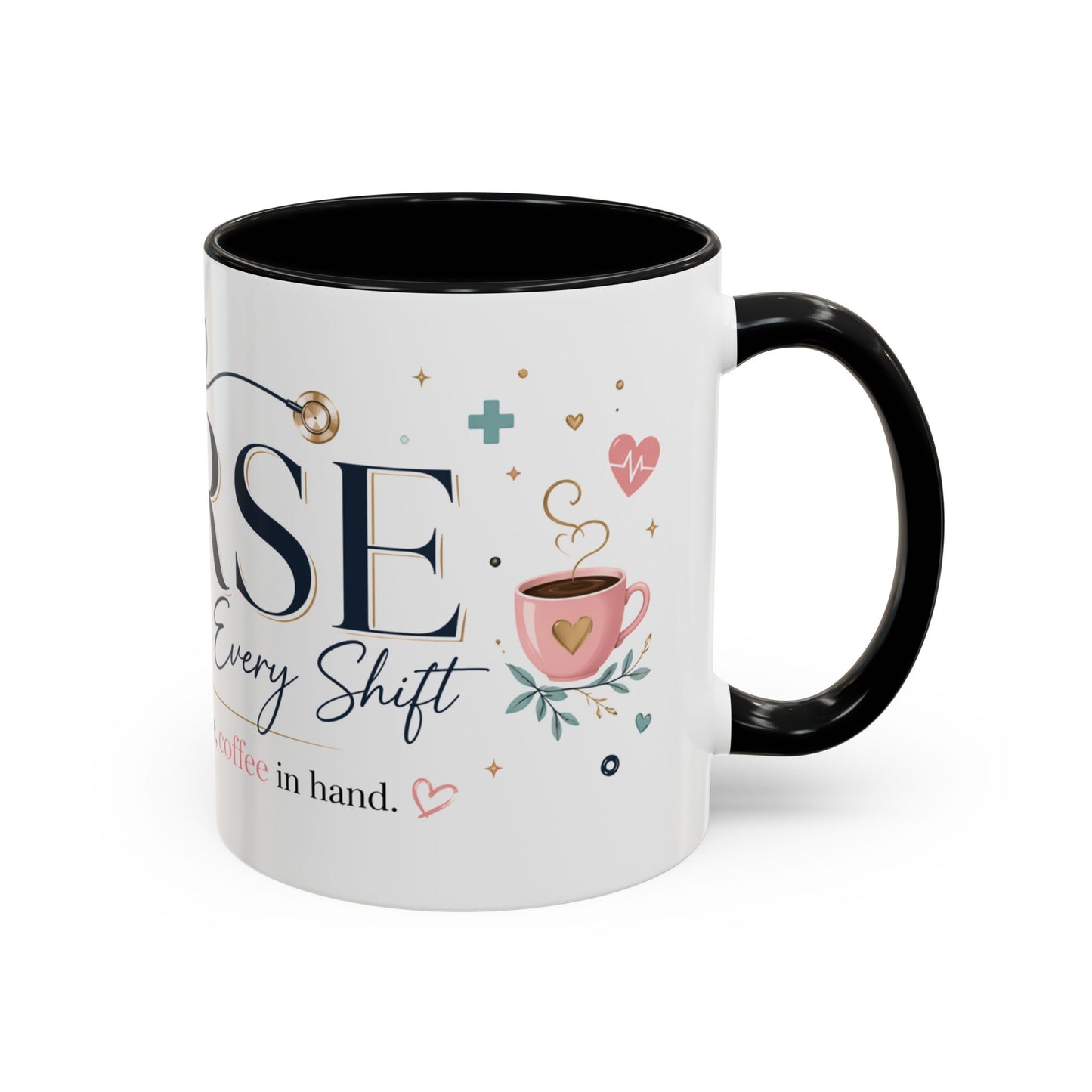Nurse Coffee Mug - 'Compassion in Every Shift' Accent Ceramic Mug (11/15 oz)