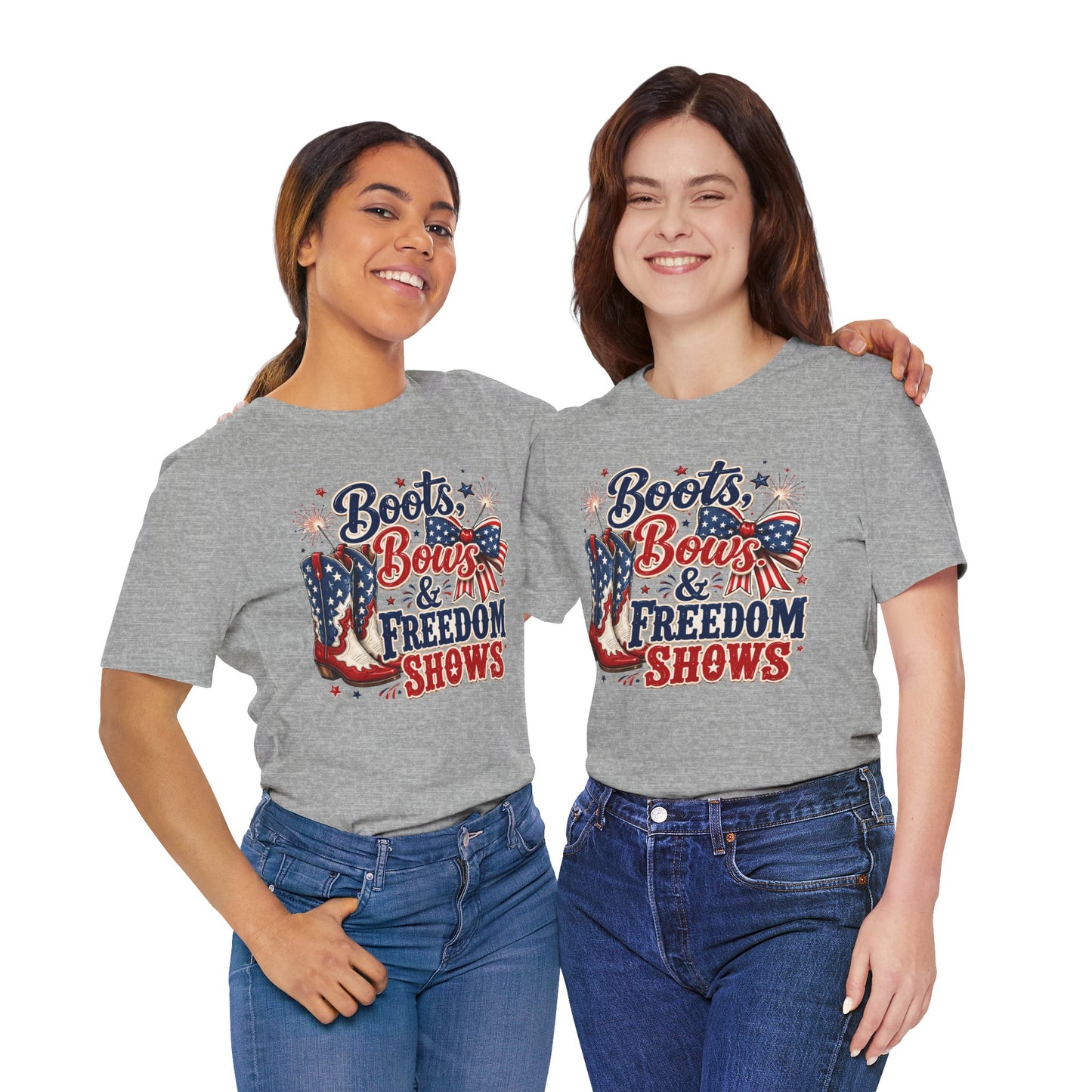 Boots Bows & Freedom Shows Patriotic Tee — 4th of July Western America Shirt