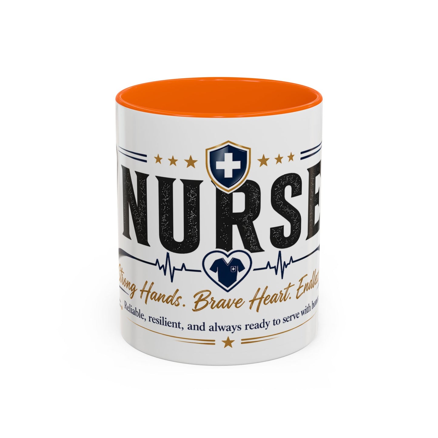 Nurse Coffee Mug – ‘Caring Hands, Brave Heart’ Accent Ceramic Mug (11/15oz)