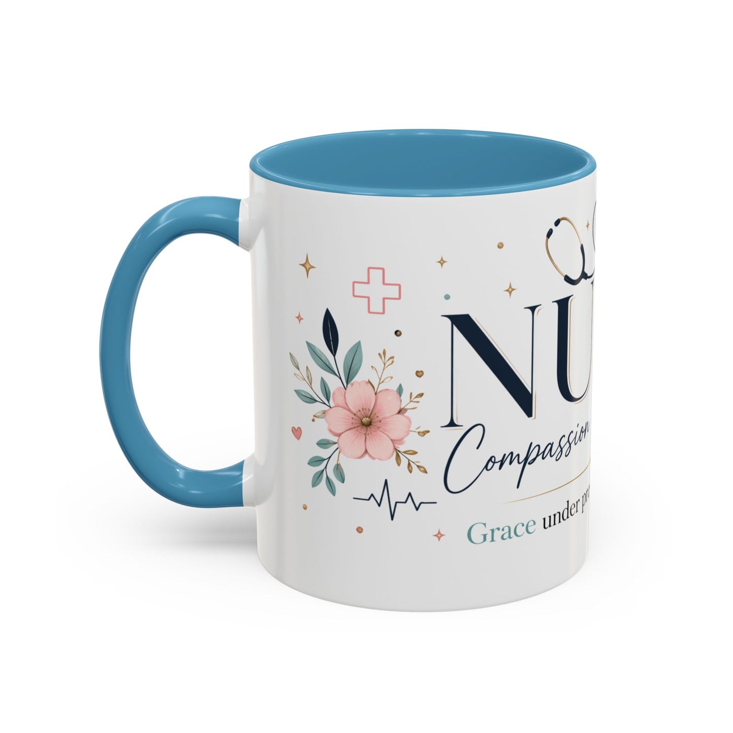 Nurse Coffee Mug - 'Compassion in Every Shift' Accent Ceramic Mug (11/15 oz)
