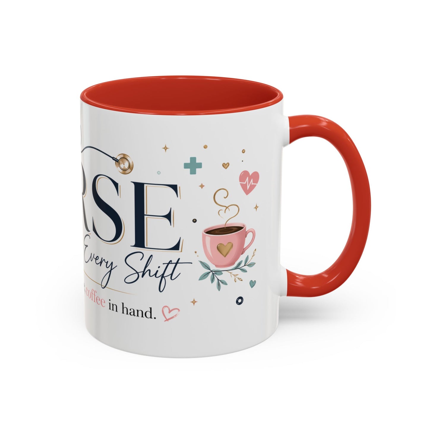 Nurse Coffee Mug - 'Compassion in Every Shift' Accent Ceramic Mug (11/15 oz)