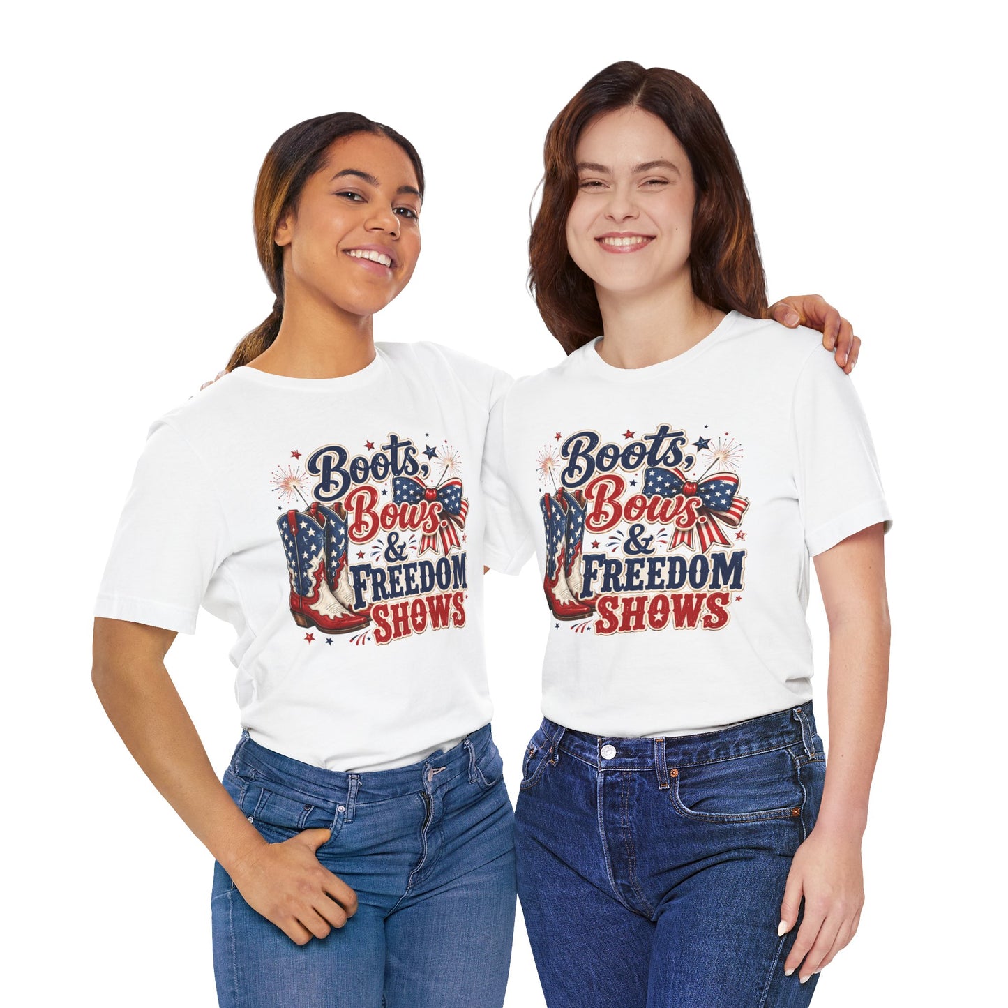Boots Bows & Freedom Shows Patriotic Tee — 4th of July Western America Shirt