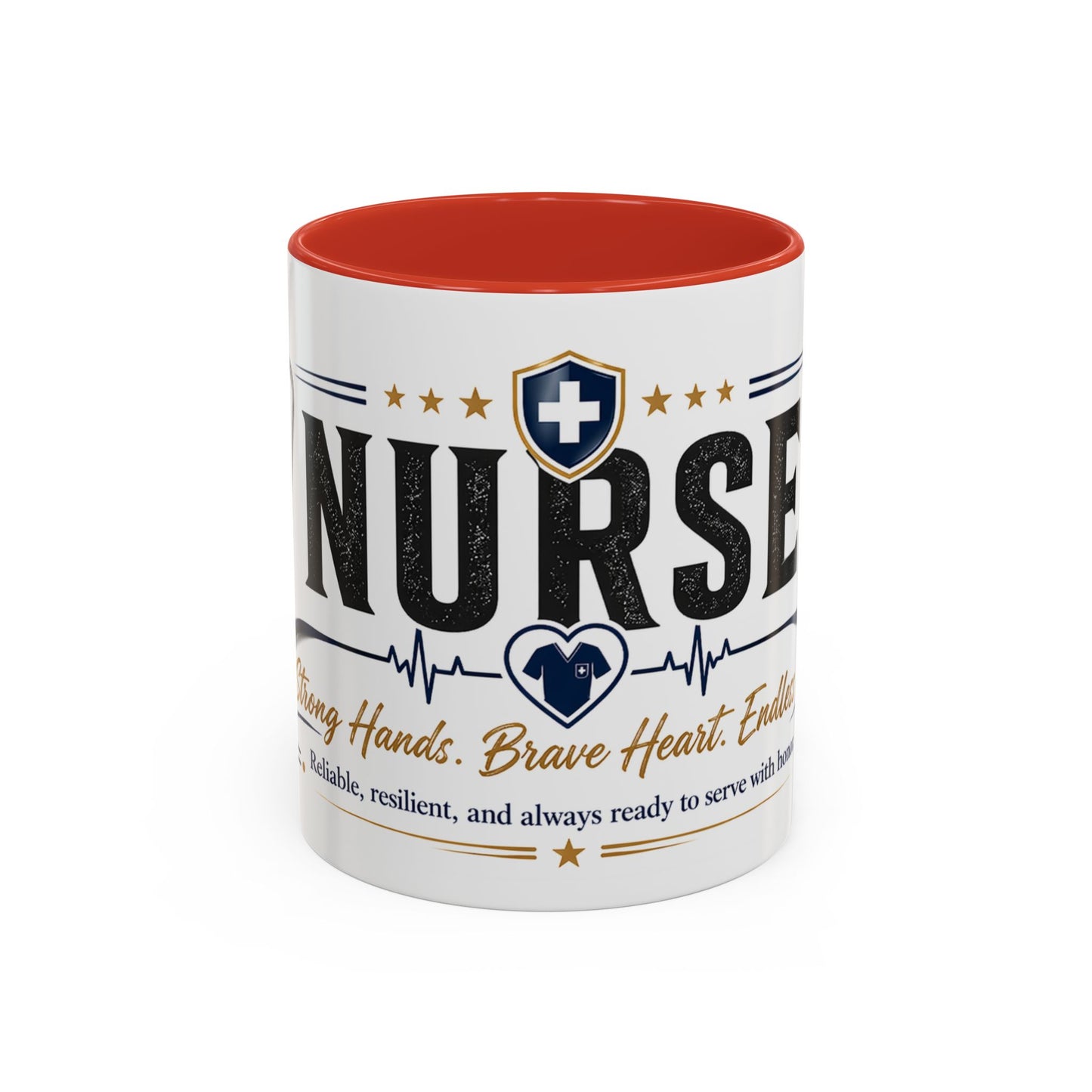Nurse Coffee Mug – ‘Caring Hands, Brave Heart’ Accent Ceramic Mug (11/15oz)