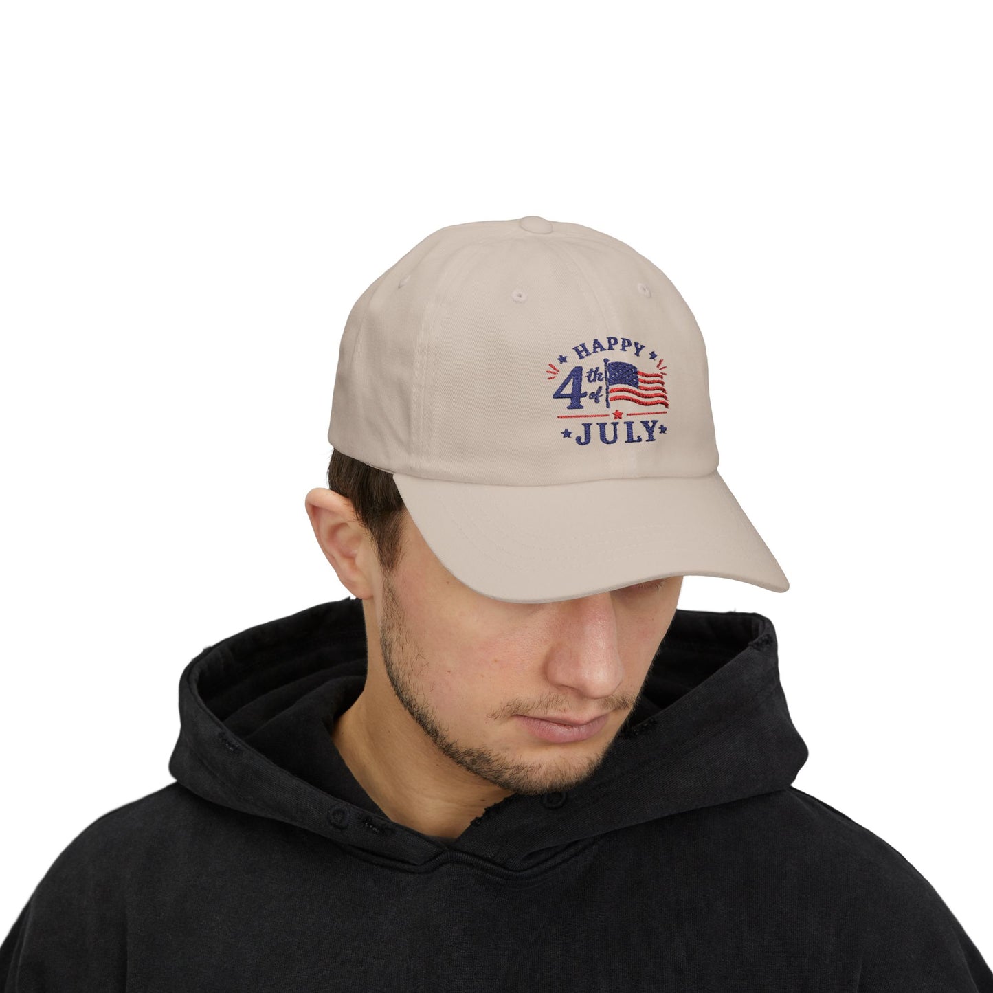 4th of July Dad Cap – "Happy 4th July" Patriotic Baseball Hat