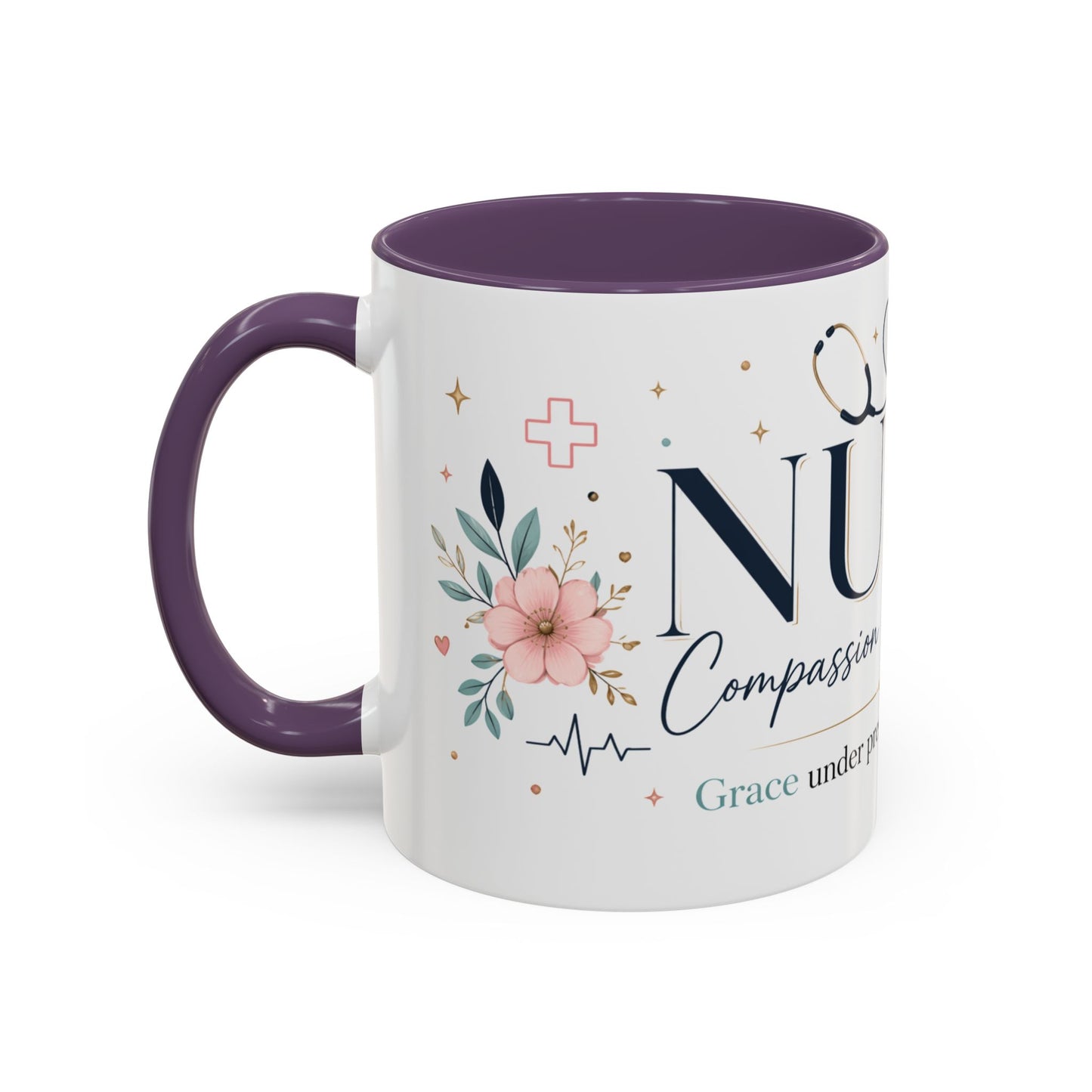 Nurse Coffee Mug - 'Compassion in Every Shift' Accent Ceramic Mug (11/15 oz)