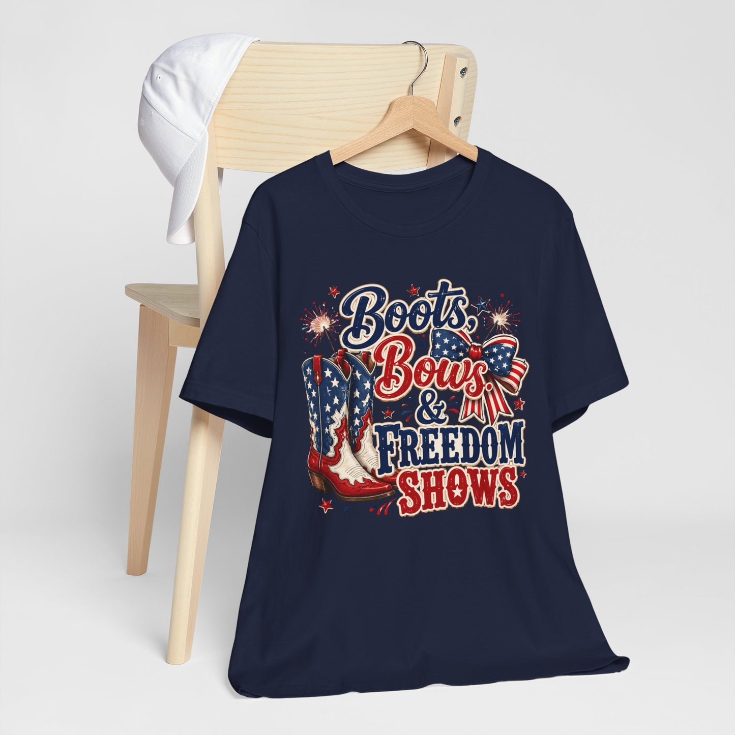 Boots Bows & Freedom Shows Patriotic Tee — 4th of July Western America Shirt