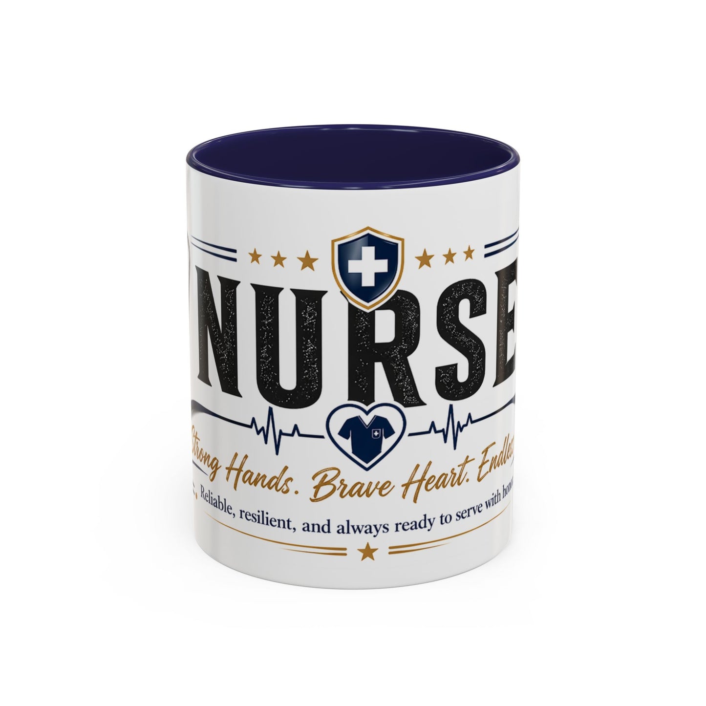 Nurse Coffee Mug – ‘Caring Hands, Brave Heart’ Accent Ceramic Mug (11/15oz)