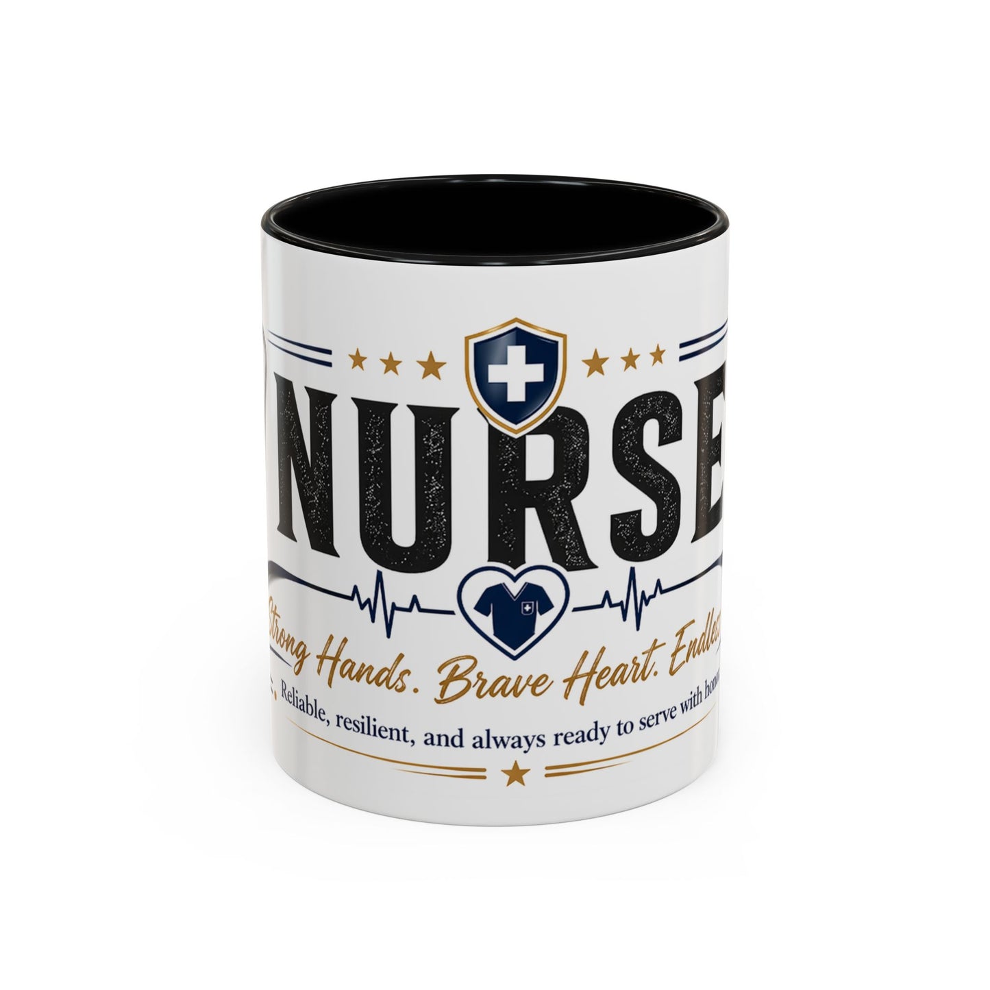 Nurse Coffee Mug – ‘Caring Hands, Brave Heart’ Accent Ceramic Mug (11/15oz)