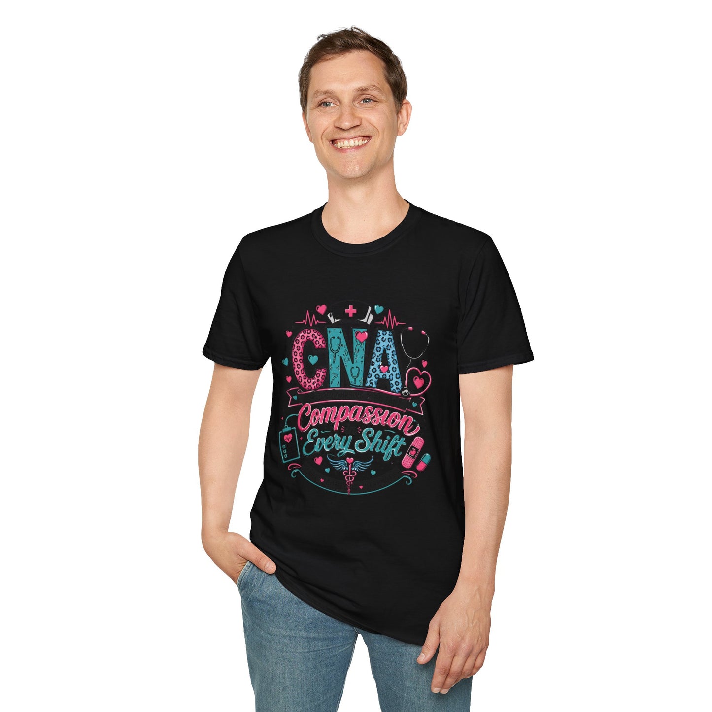 CNA Compassion Is My Superpower T-Shirt — Certified Nursing Assistant Heart & Medical Nurse Tee