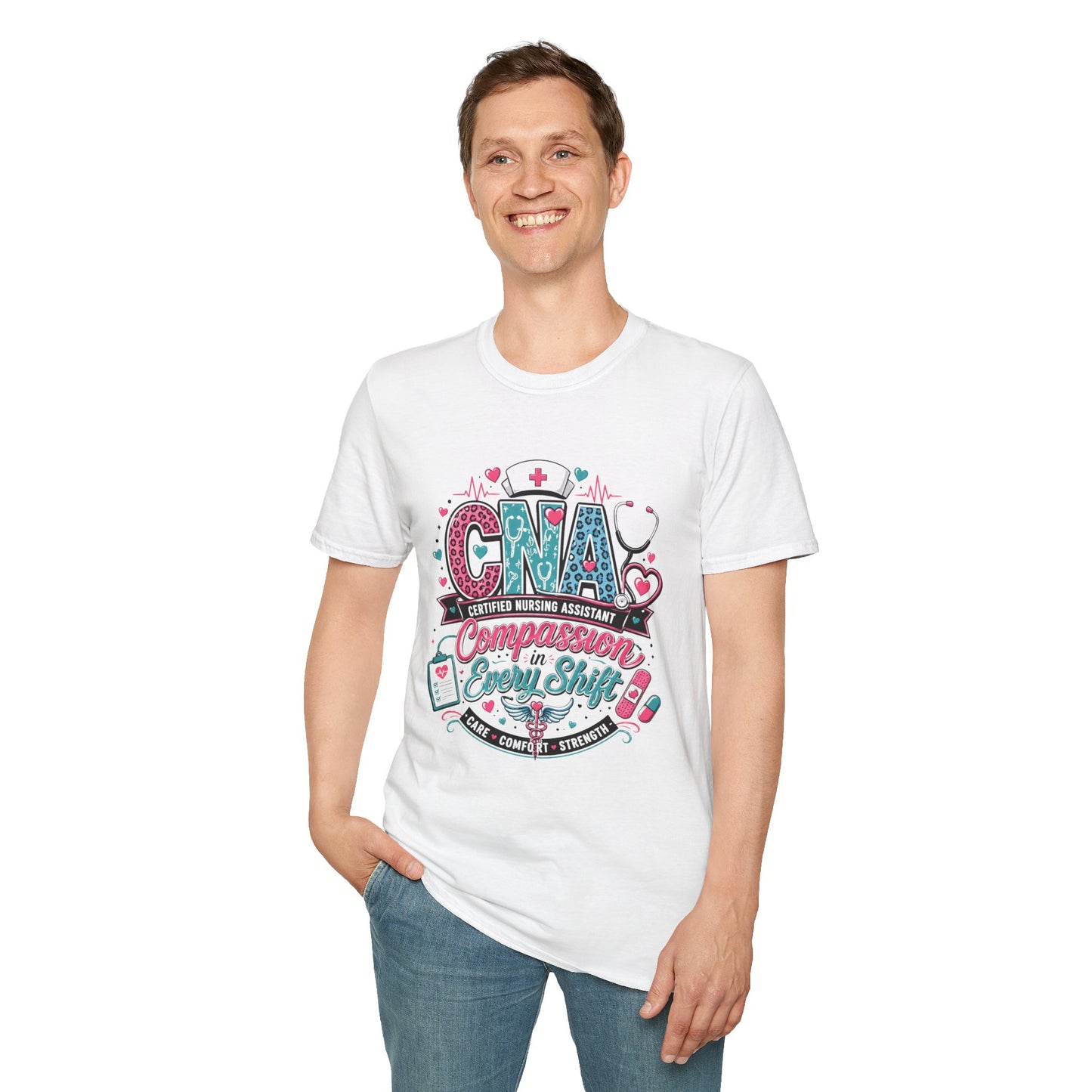 CNA Compassion Is My Superpower T-Shirt — Certified Nursing Assistant Heart & Medical Nurse Tee