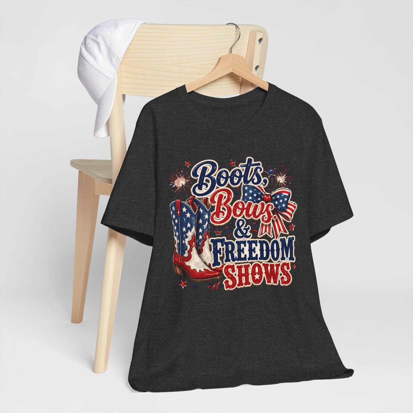 Boots Bows & Freedom Shows Patriotic Tee — 4th of July Western America Shirt