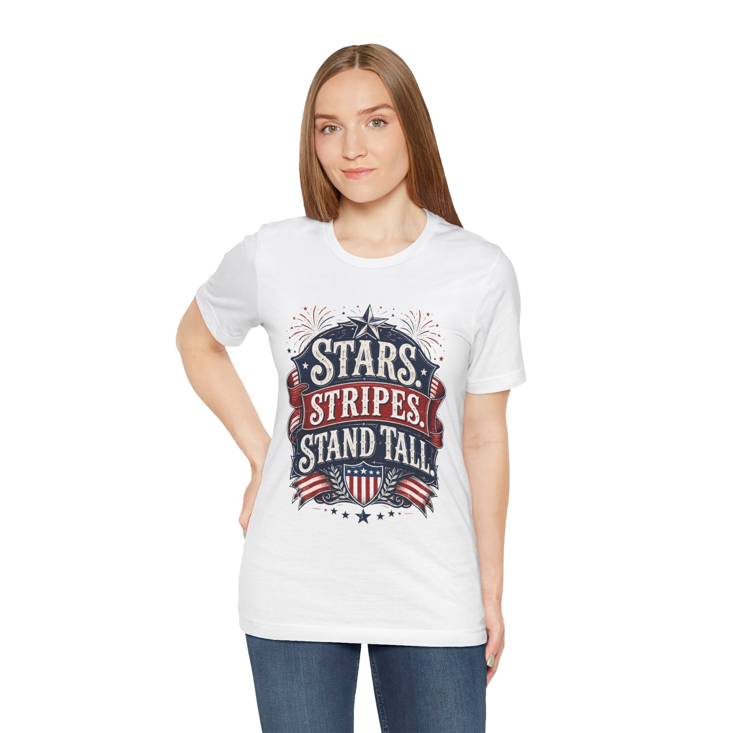 Patriotic "Stars, Stripes, Stand Tall" Tee