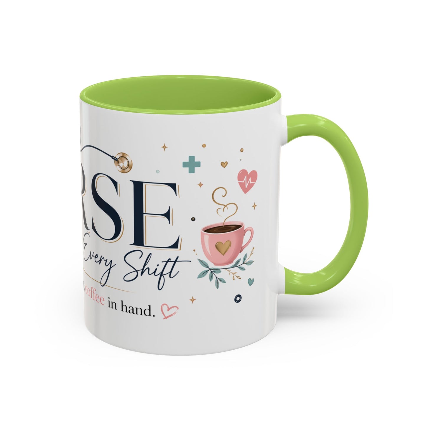 Nurse Coffee Mug - 'Compassion in Every Shift' Accent Ceramic Mug (11/15 oz)