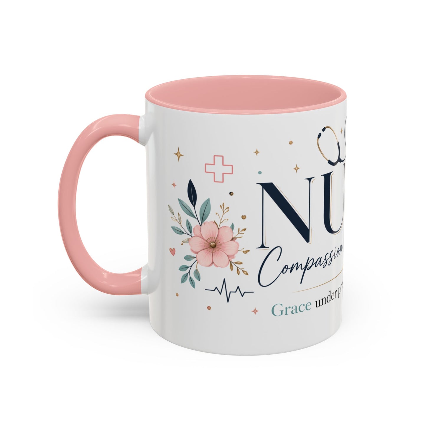 Nurse Coffee Mug - 'Compassion in Every Shift' Accent Ceramic Mug (11/15 oz)