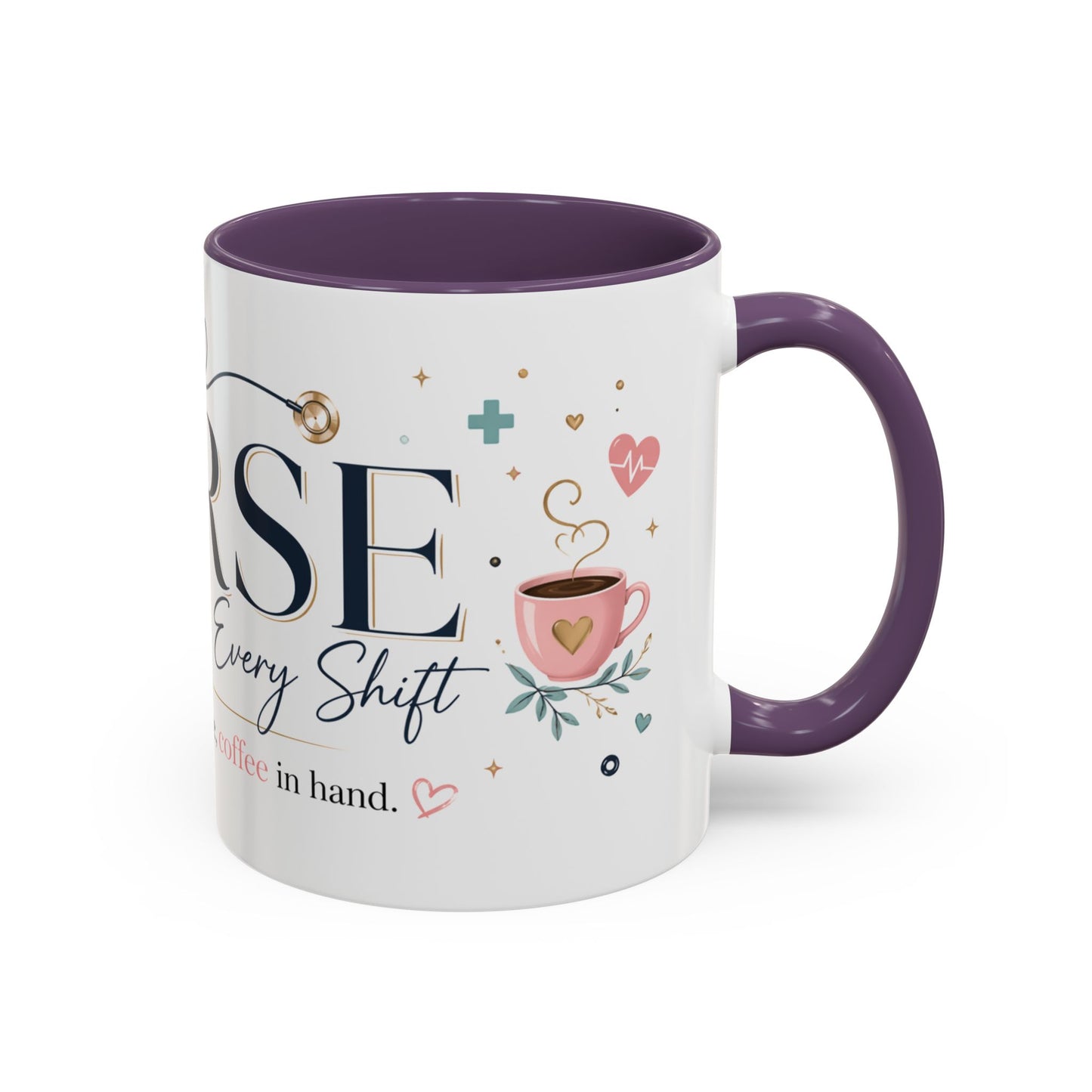 Nurse Coffee Mug - 'Compassion in Every Shift' Accent Ceramic Mug (11/15 oz)