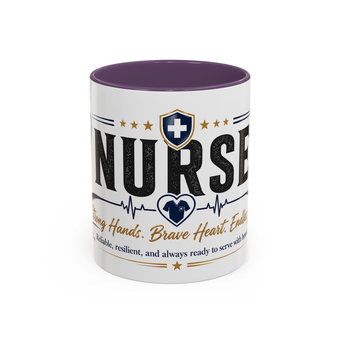 Nurse Coffee Mug – ‘Caring Hands, Brave Heart’ Accent Ceramic Mug (11/15oz)