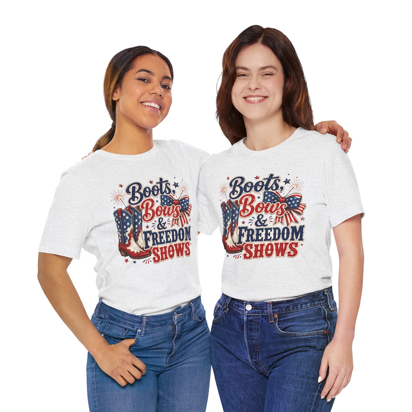 Boots Bows & Freedom Shows Patriotic Tee — 4th of July Western America Shirt
