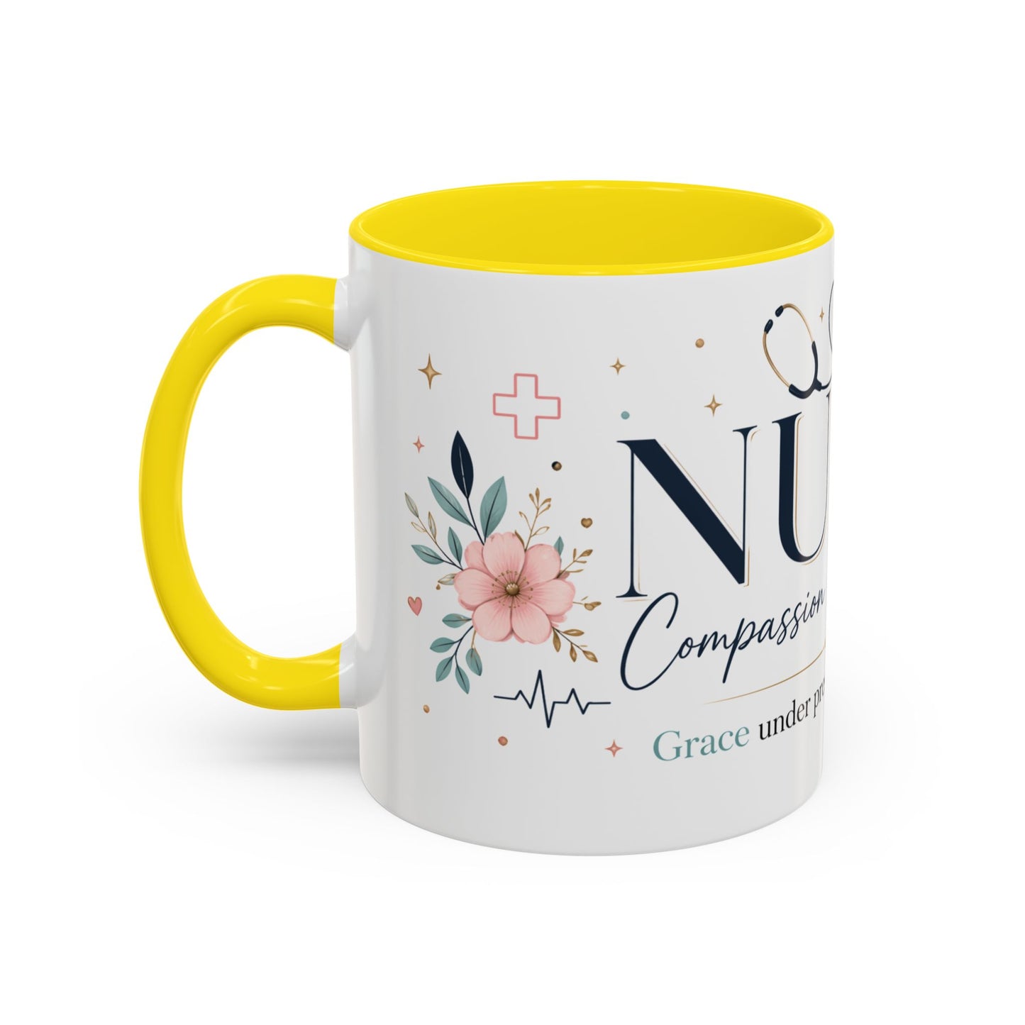 Nurse Coffee Mug - 'Compassion in Every Shift' Accent Ceramic Mug (11/15 oz)
