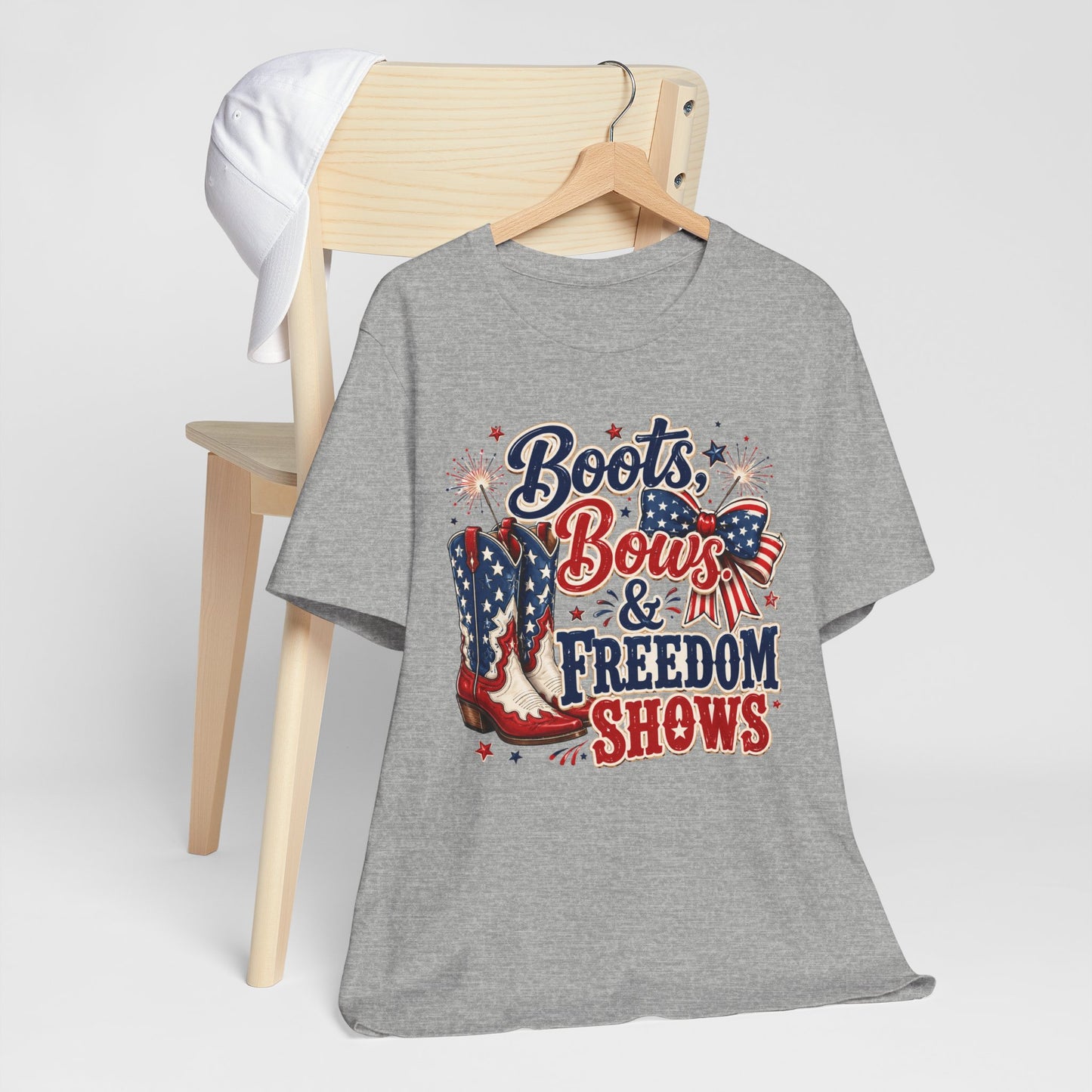 Boots Bows & Freedom Shows Patriotic Tee — 4th of July Western America Shirt