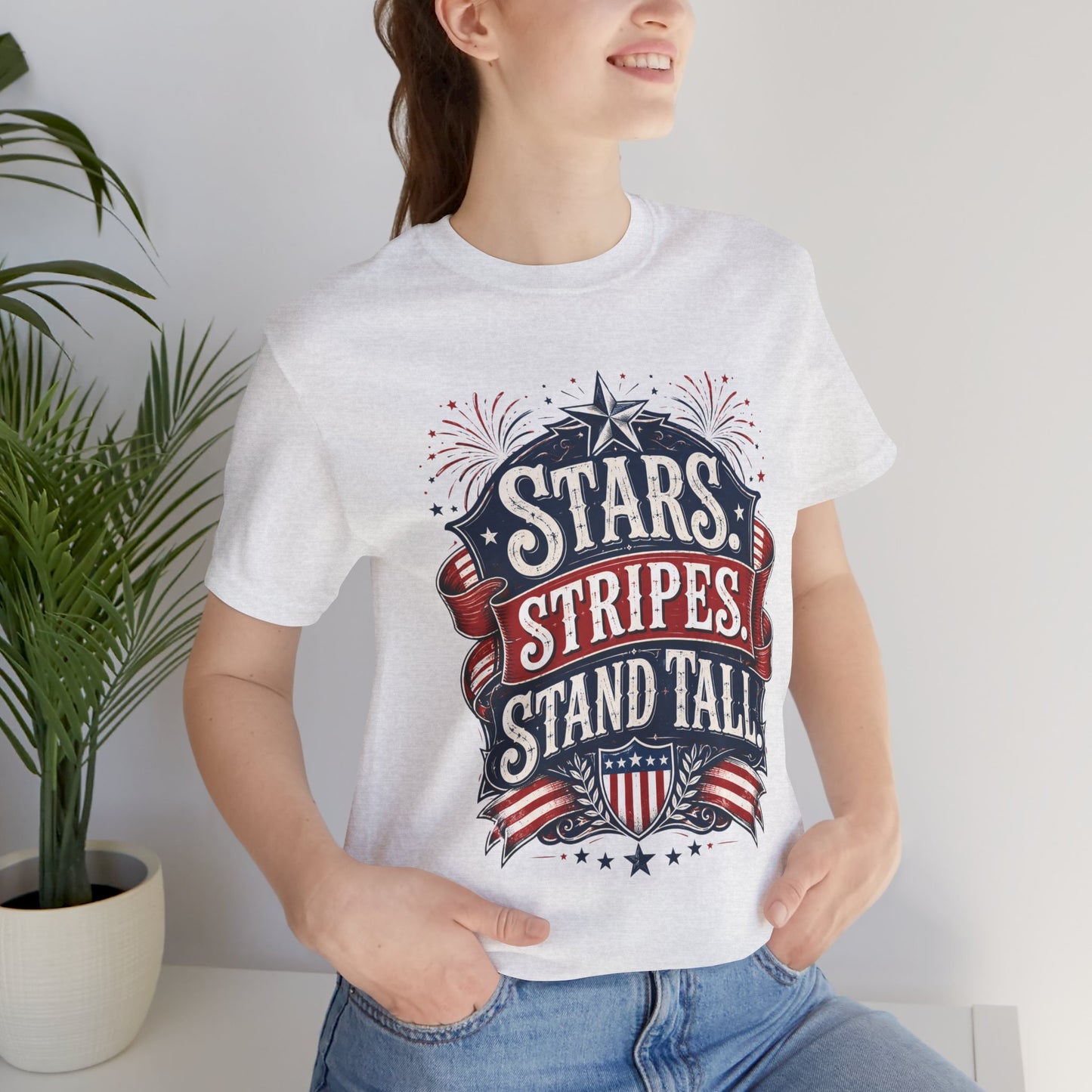 Patriotic "Stars, Stripes, Stand Tall" Tee