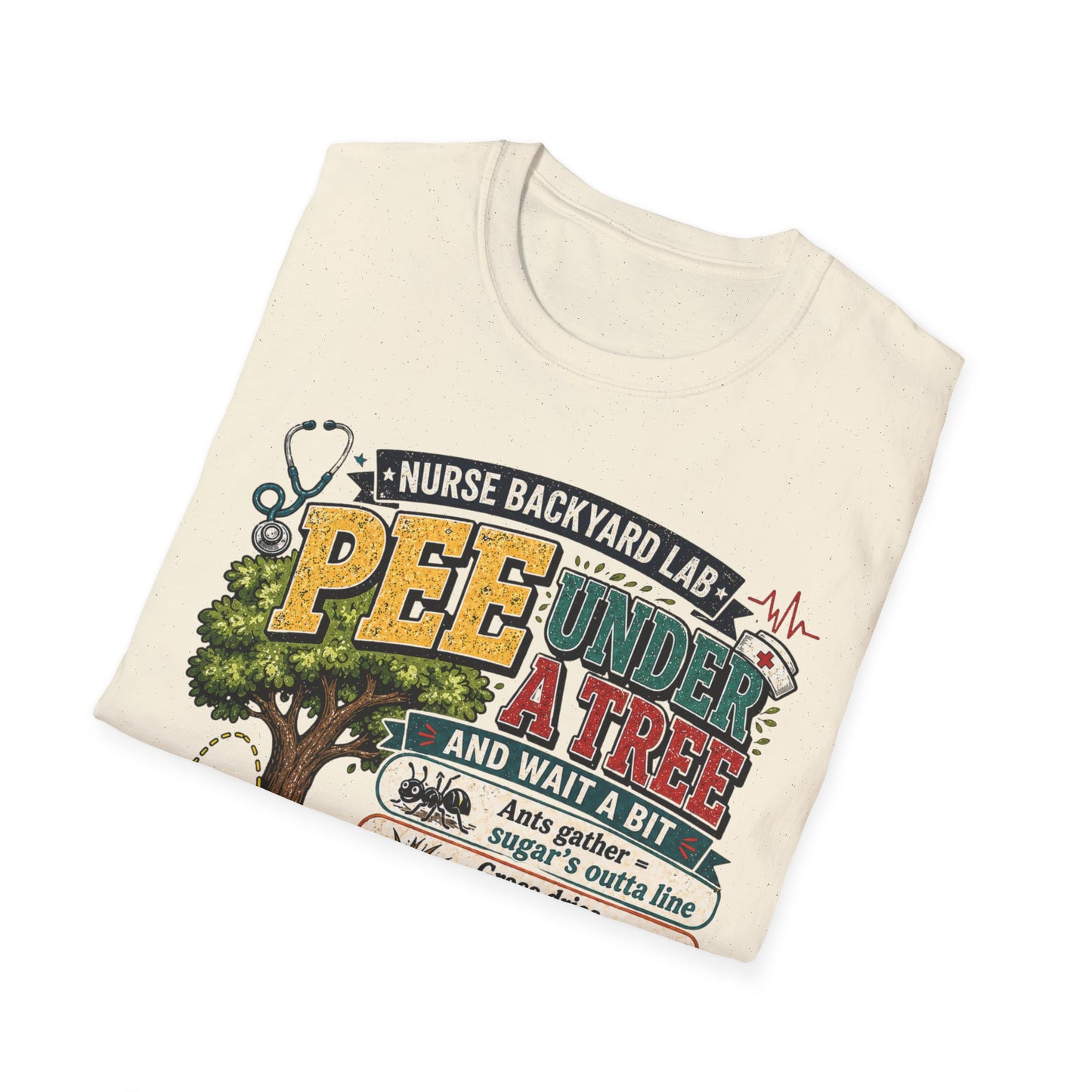 Funny Nurse T-Shirt - "Pee Under a Tree" Backyard Lab Humor Top for Veterinary & Dog Lovers