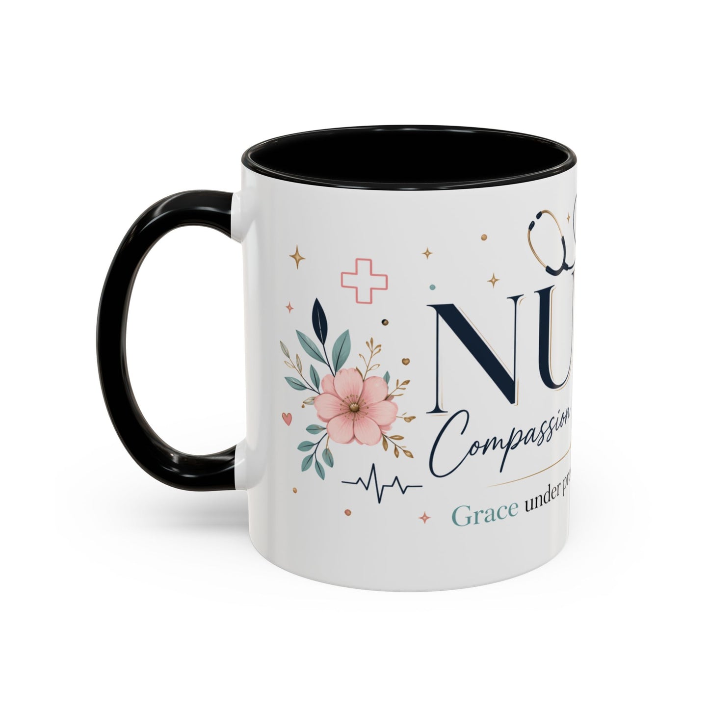 Nurse Coffee Mug - 'Compassion in Every Shift' Accent Ceramic Mug (11/15 oz)