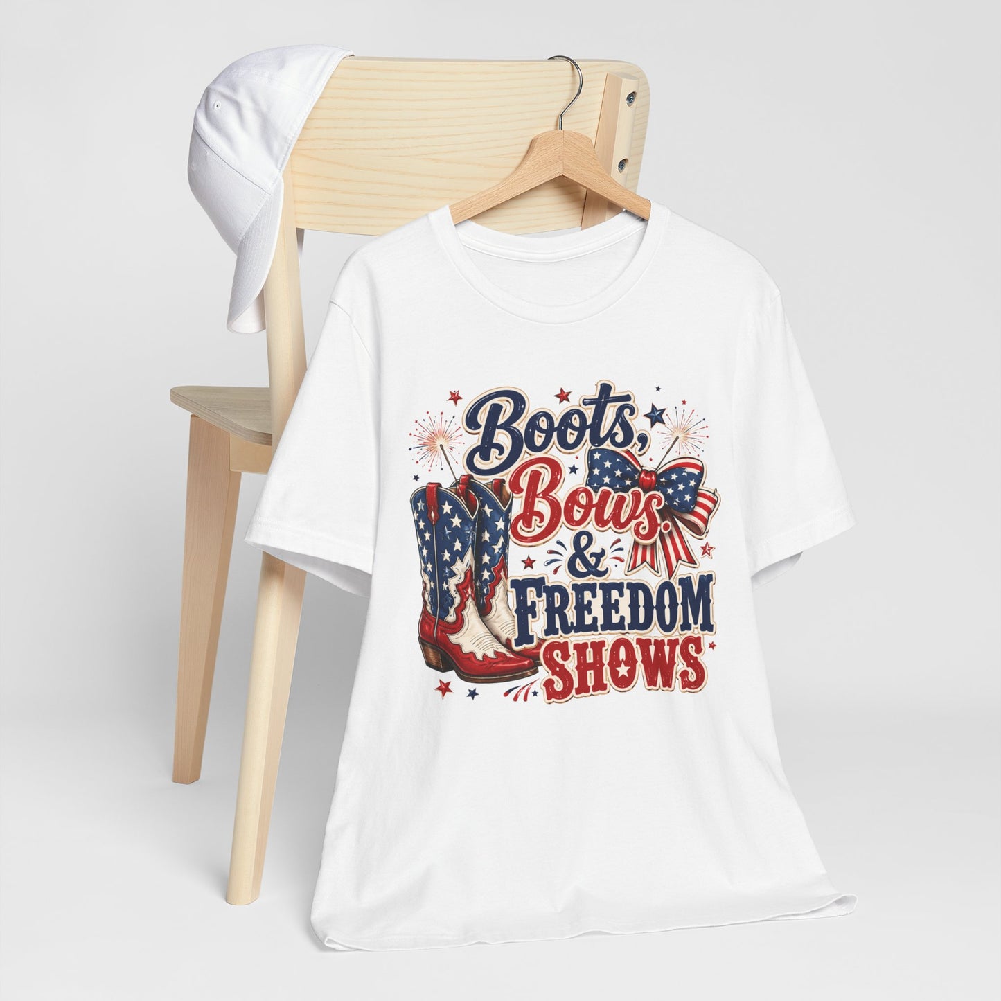 Boots Bows & Freedom Shows Patriotic Tee — 4th of July Western America Shirt