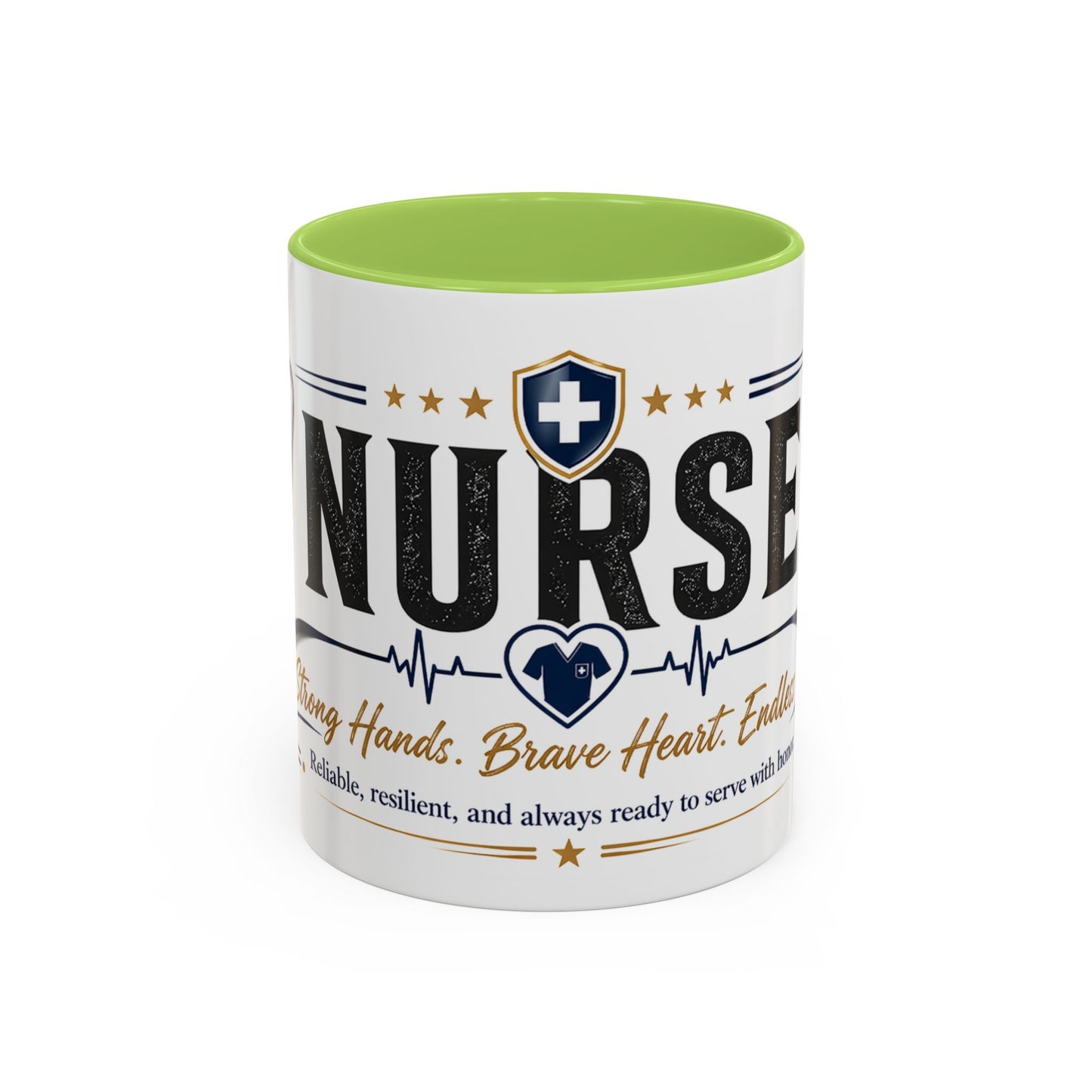Nurse Coffee Mug – ‘Caring Hands, Brave Heart’ Accent Ceramic Mug (11/15oz)