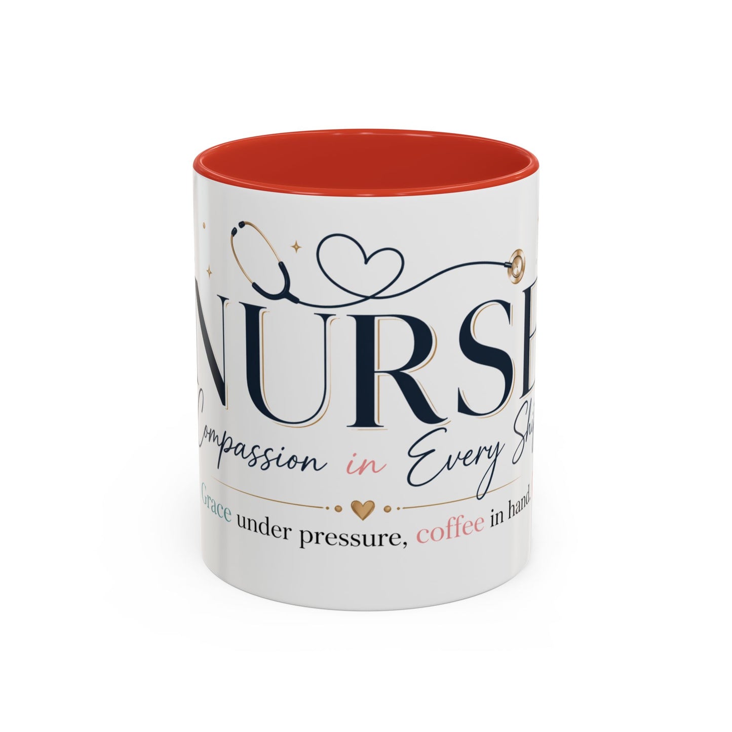 Nurse Coffee Mug - 'Compassion in Every Shift' Accent Ceramic Mug (11/15 oz)