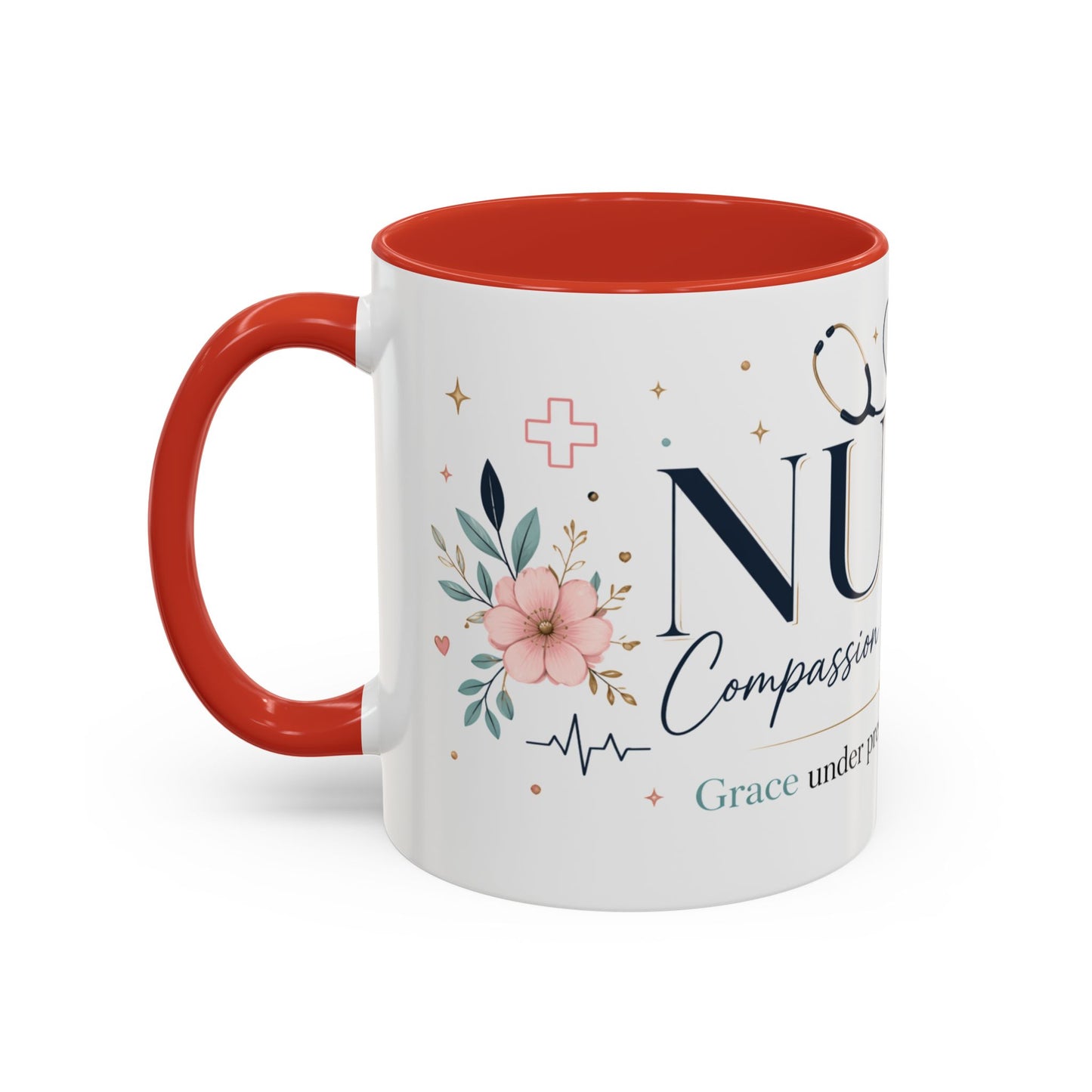 Nurse Coffee Mug - 'Compassion in Every Shift' Accent Ceramic Mug (11/15 oz)