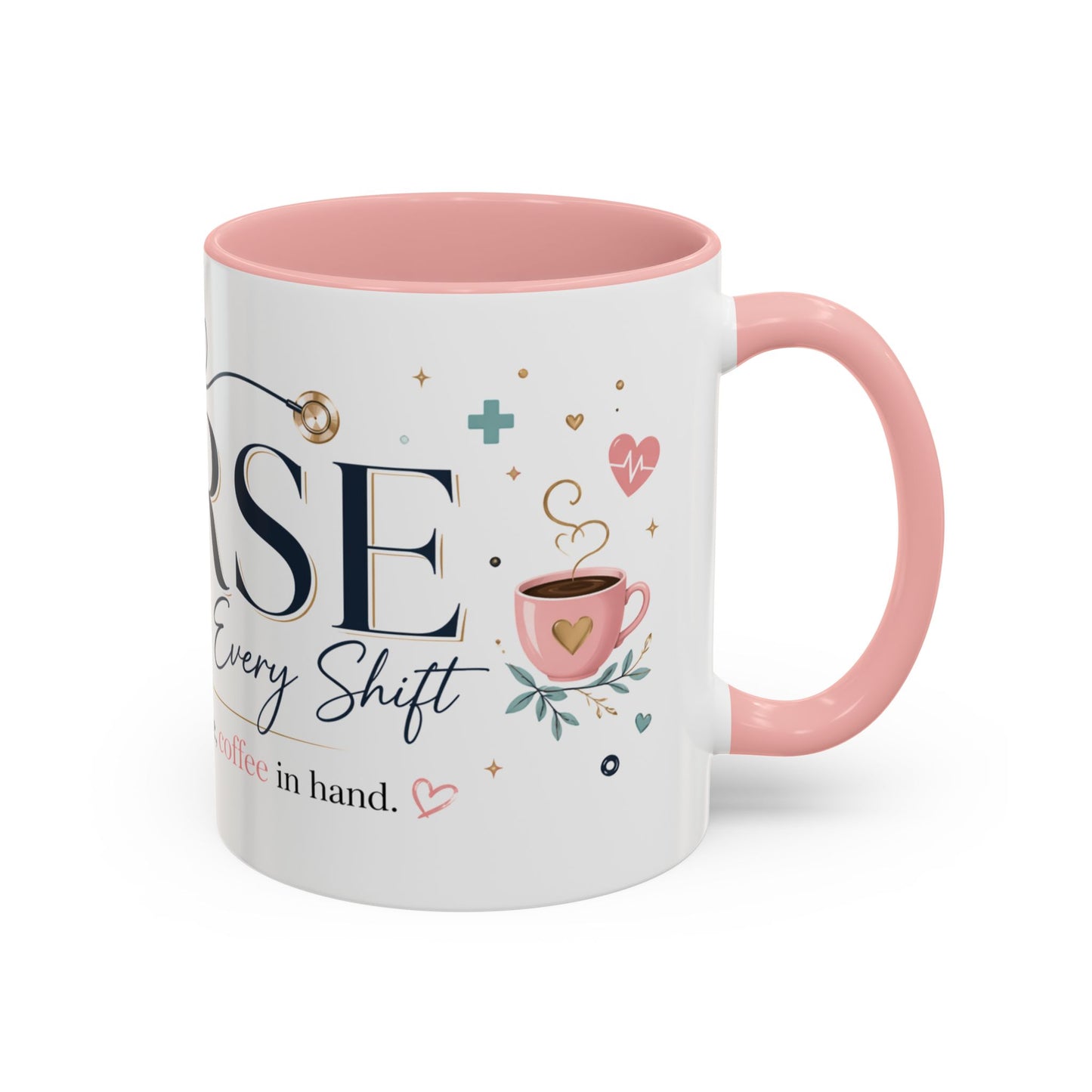 Nurse Coffee Mug - 'Compassion in Every Shift' Accent Ceramic Mug (11/15 oz)