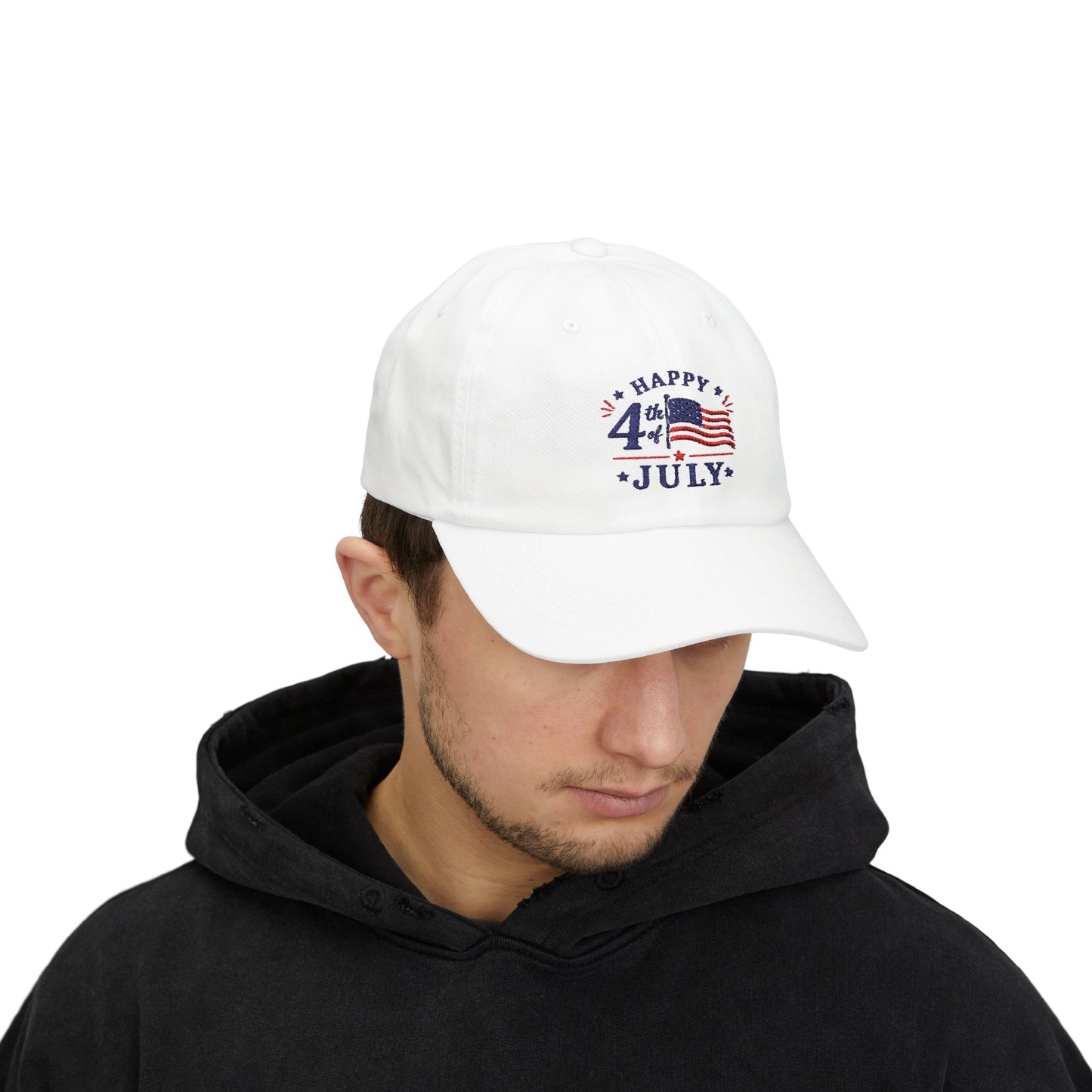 4th of July Dad Cap – "Happy 4th July" Patriotic Baseball Hat
