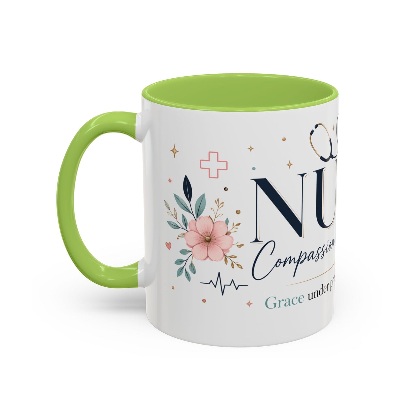 Nurse Coffee Mug - 'Compassion in Every Shift' Accent Ceramic Mug (11/15 oz)