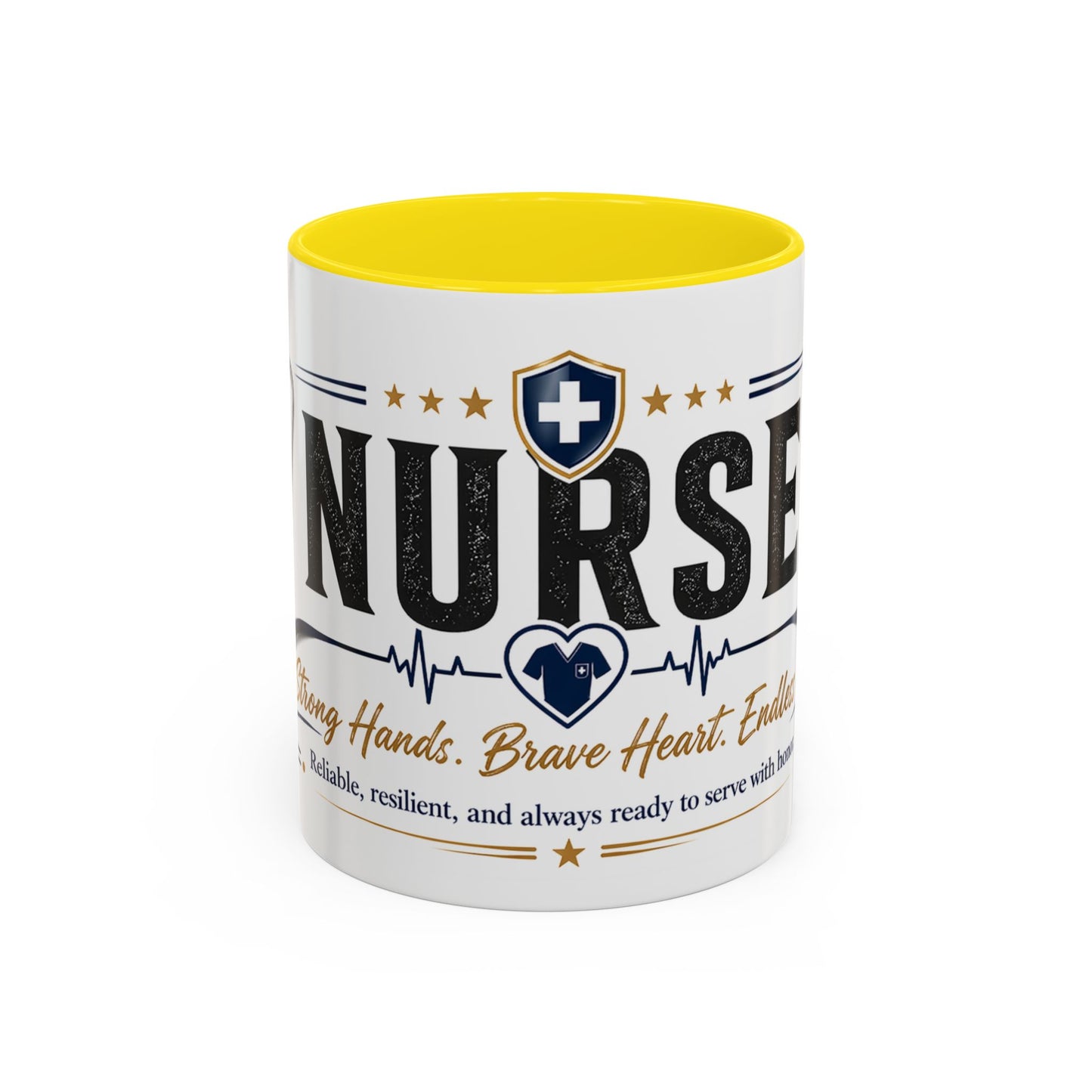 Nurse Coffee Mug – ‘Caring Hands, Brave Heart’ Accent Ceramic Mug (11/15oz)