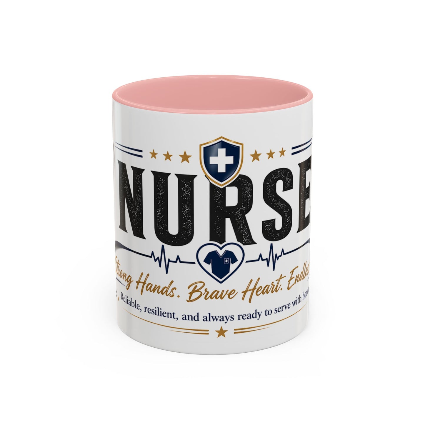 Nurse Coffee Mug – ‘Caring Hands, Brave Heart’ Accent Ceramic Mug (11/15oz)