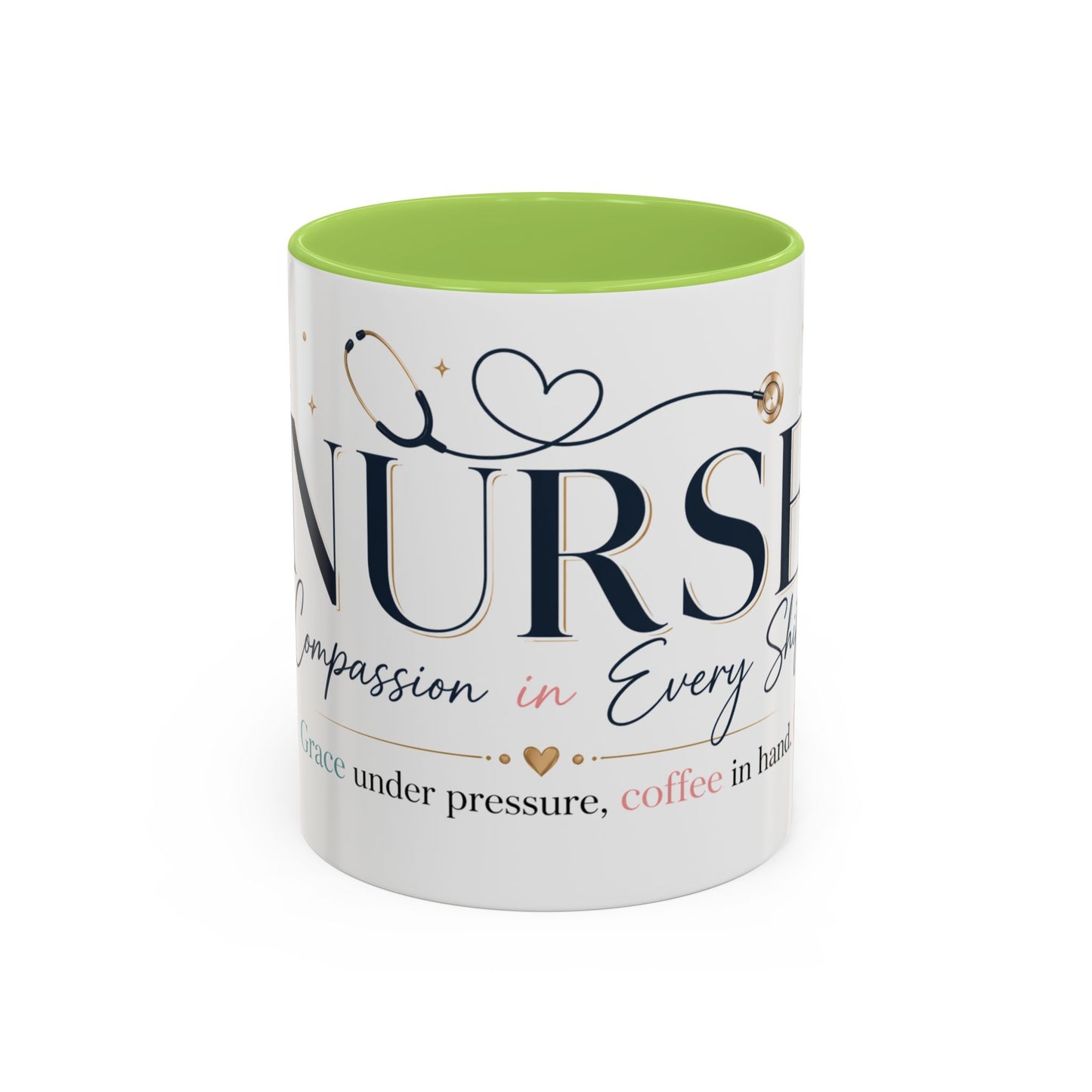 Nurse Coffee Mug - 'Compassion in Every Shift' Accent Ceramic Mug (11/15 oz)