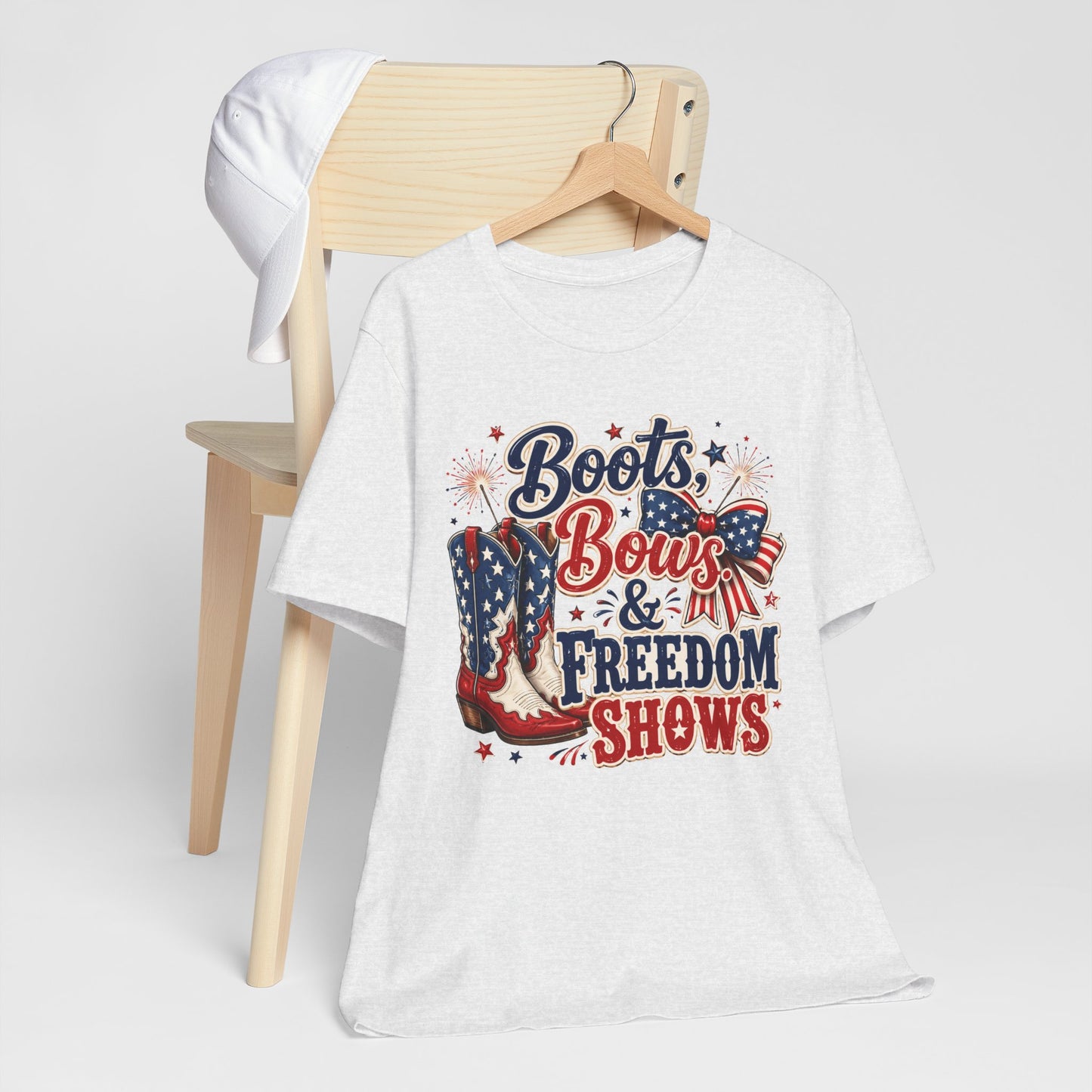 Boots Bows & Freedom Shows Patriotic Tee — 4th of July Western America Shirt