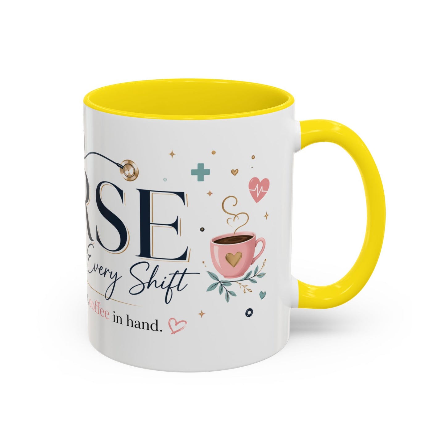 Nurse Coffee Mug - 'Compassion in Every Shift' Accent Ceramic Mug (11/15 oz)