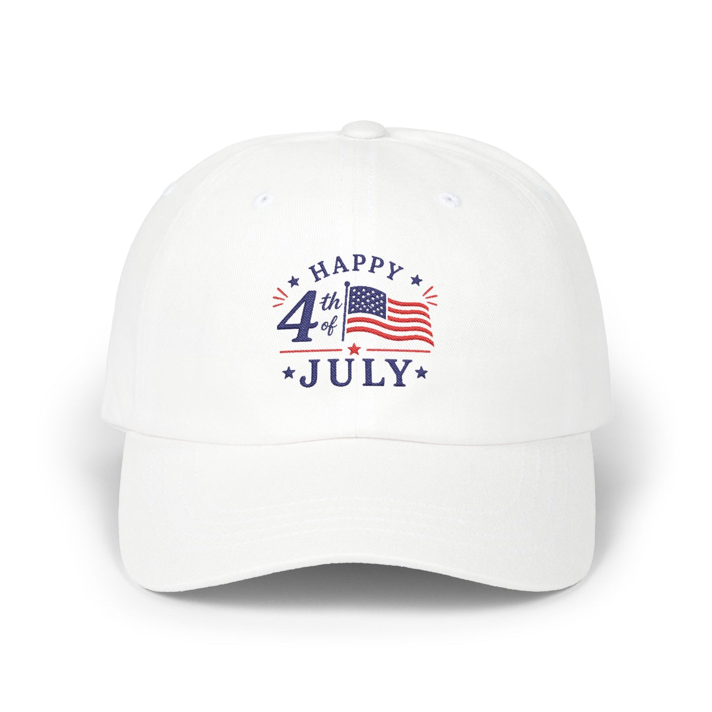 4th of July Dad Cap – "Happy 4th July" Patriotic Baseball Hat