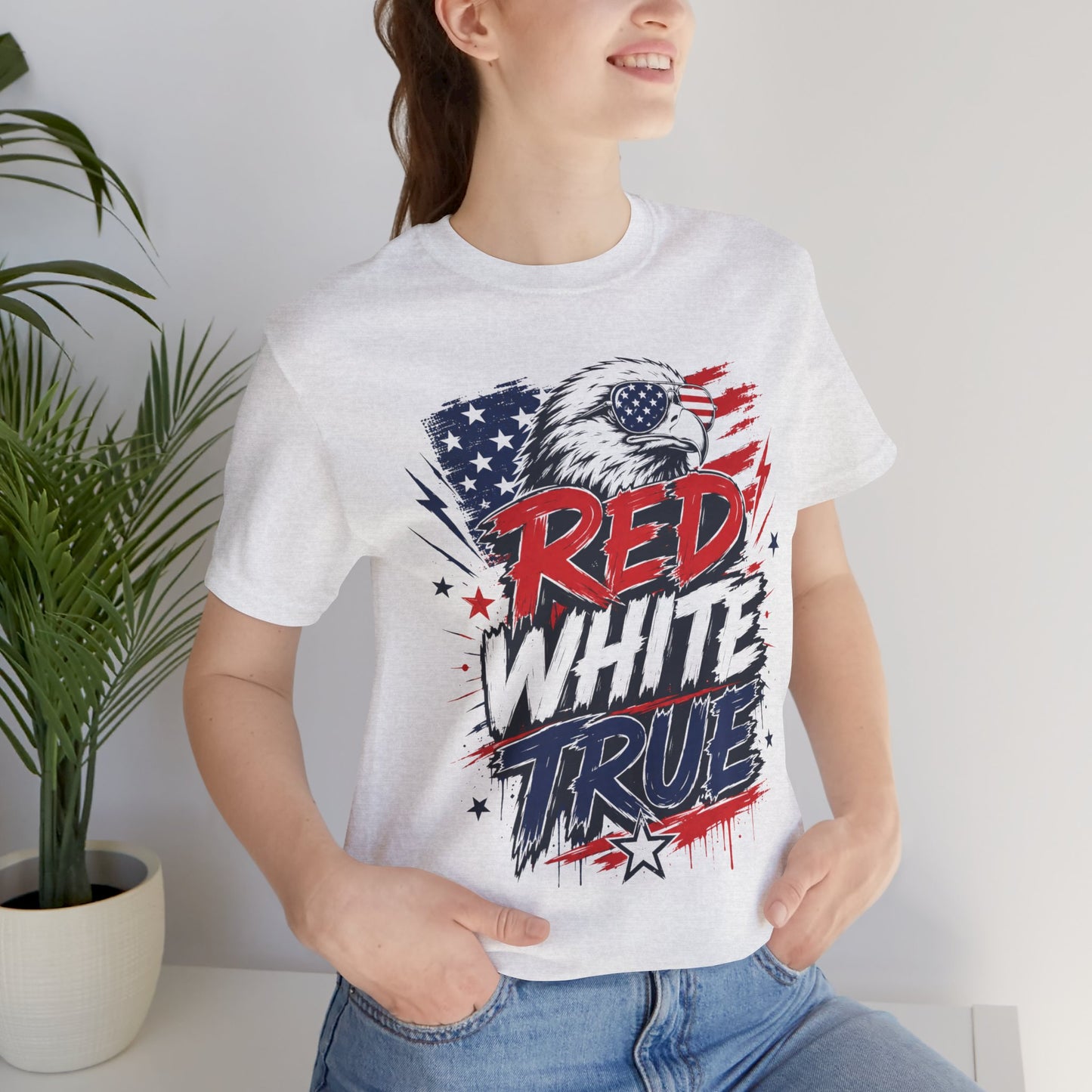 Patriotic T-Shirt - "Red White True" Eagle American Flag Tee