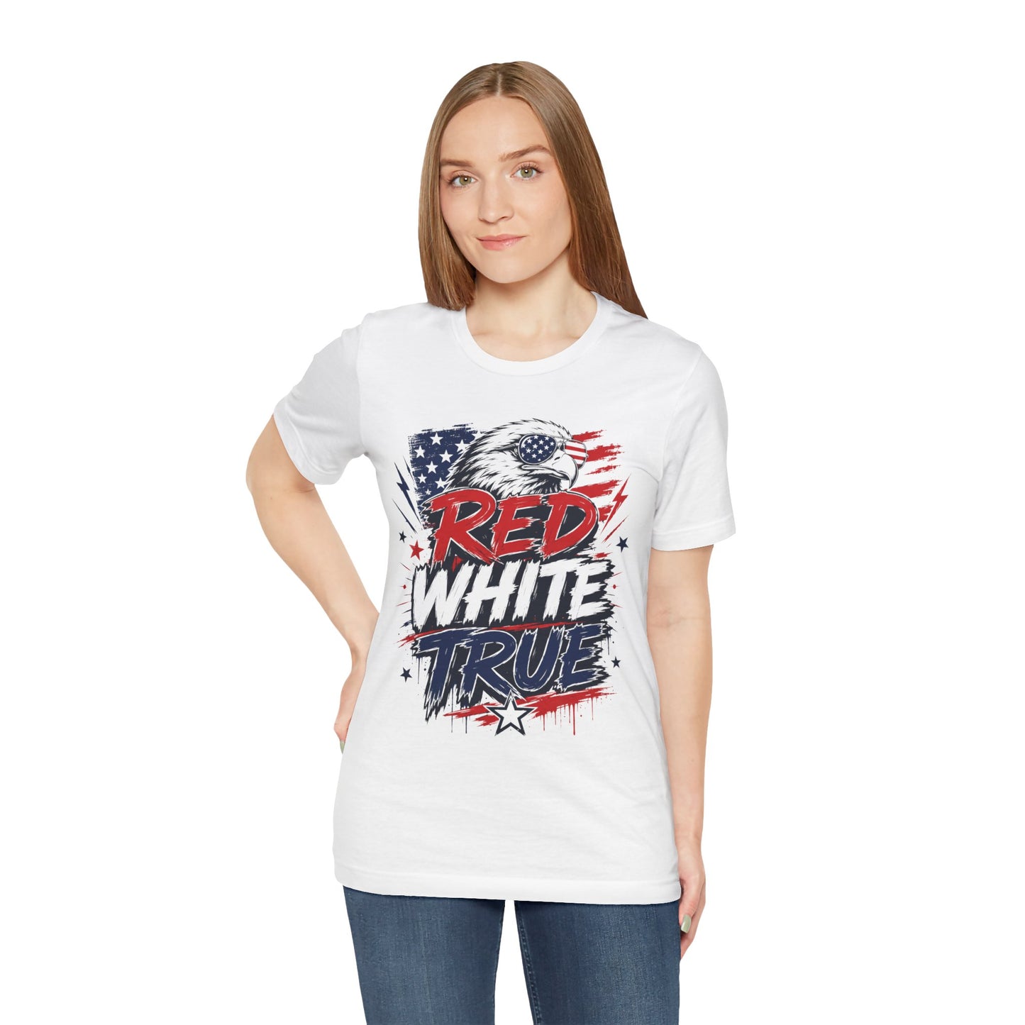 Patriotic T-Shirt - "Red White True" Eagle American Flag Tee
