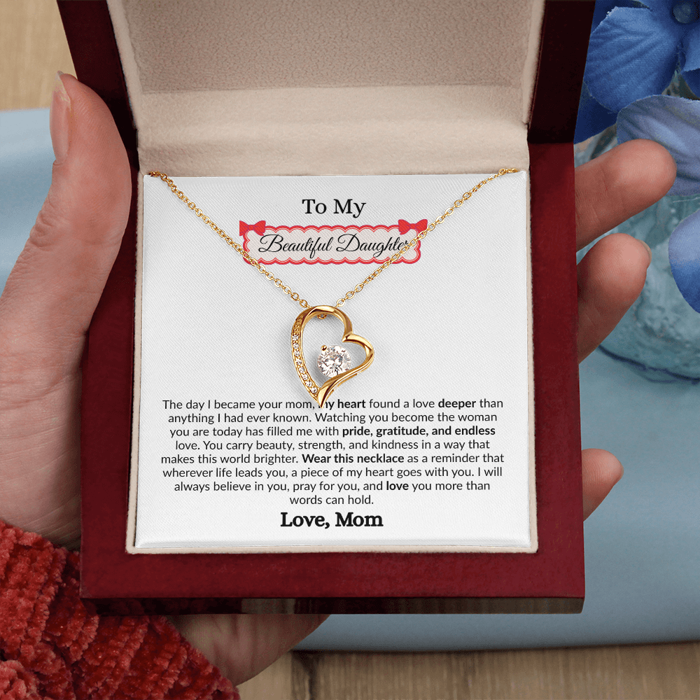 Beautiful Gift to My Loving Daughter "Love You More Than Words Can Hold" Necklace