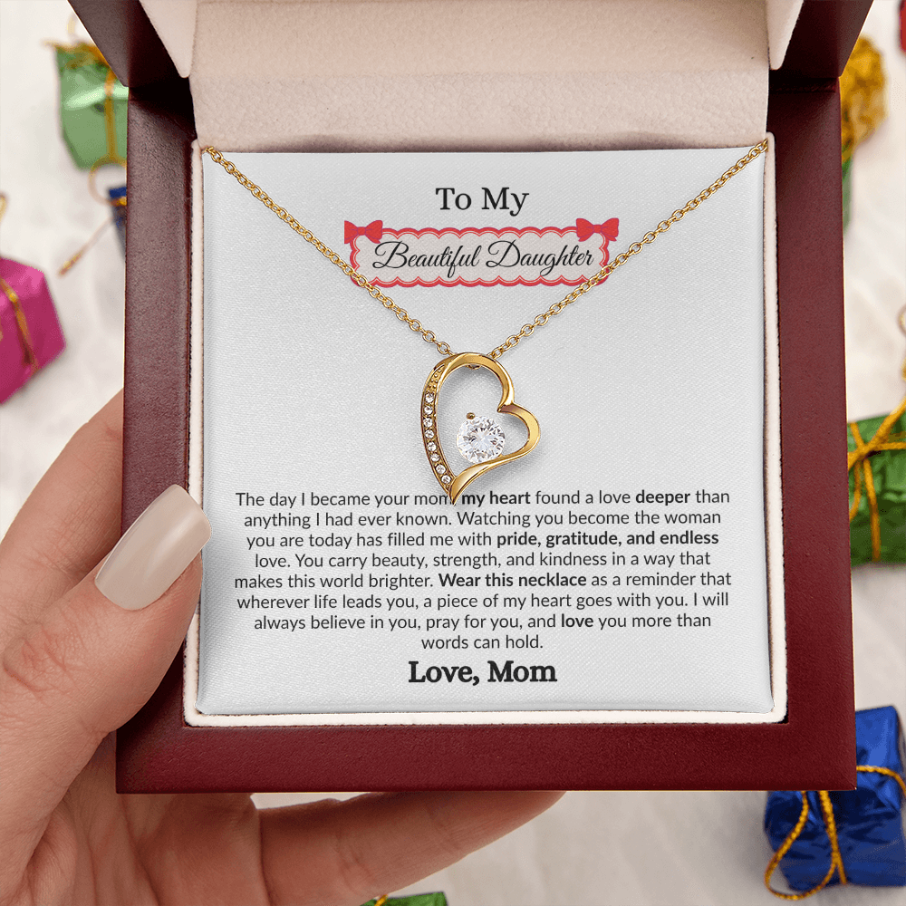 Beautiful Gift to My Loving Daughter "Love You More Than Words Can Hold" Necklace