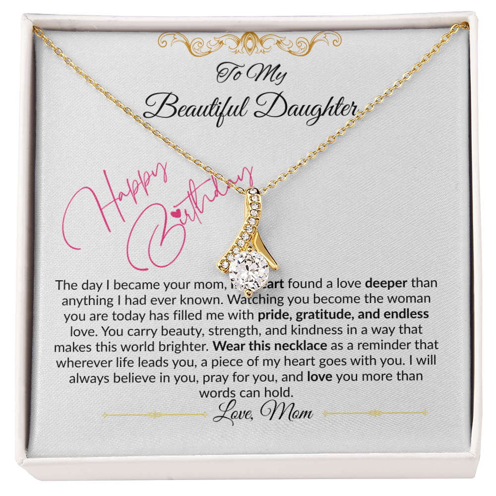 To My Beautiful Daughter Necklace From Mom I Birthday Gift for Daughter