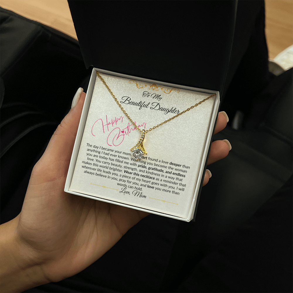 To My Beautiful Daughter Necklace From Mom I Birthday Gift for Daughter