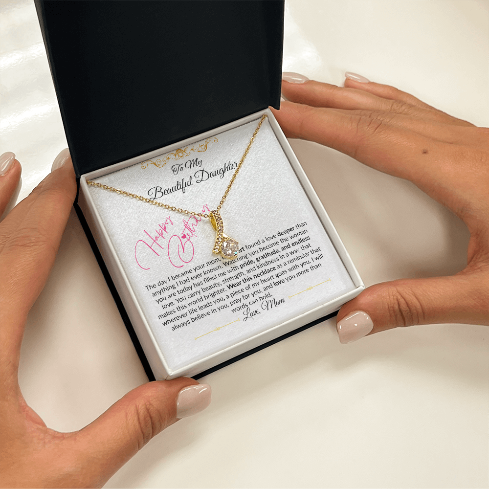 To My Beautiful Daughter Necklace From Mom I Birthday Gift for Daughter