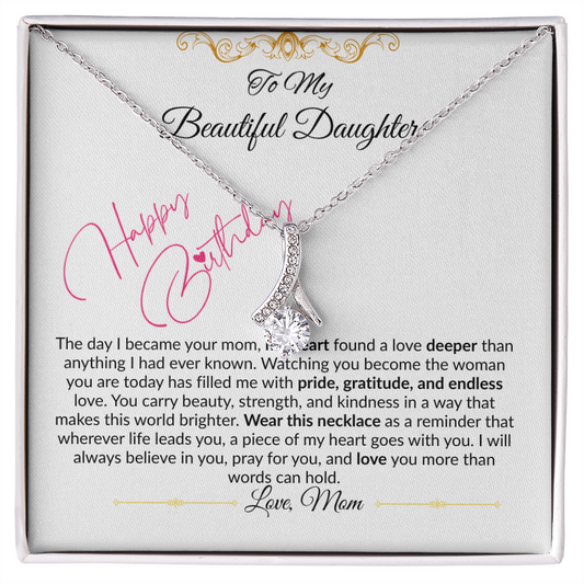 To My Beautiful Daughter Necklace From Mom I Birthday Gift for Daughter