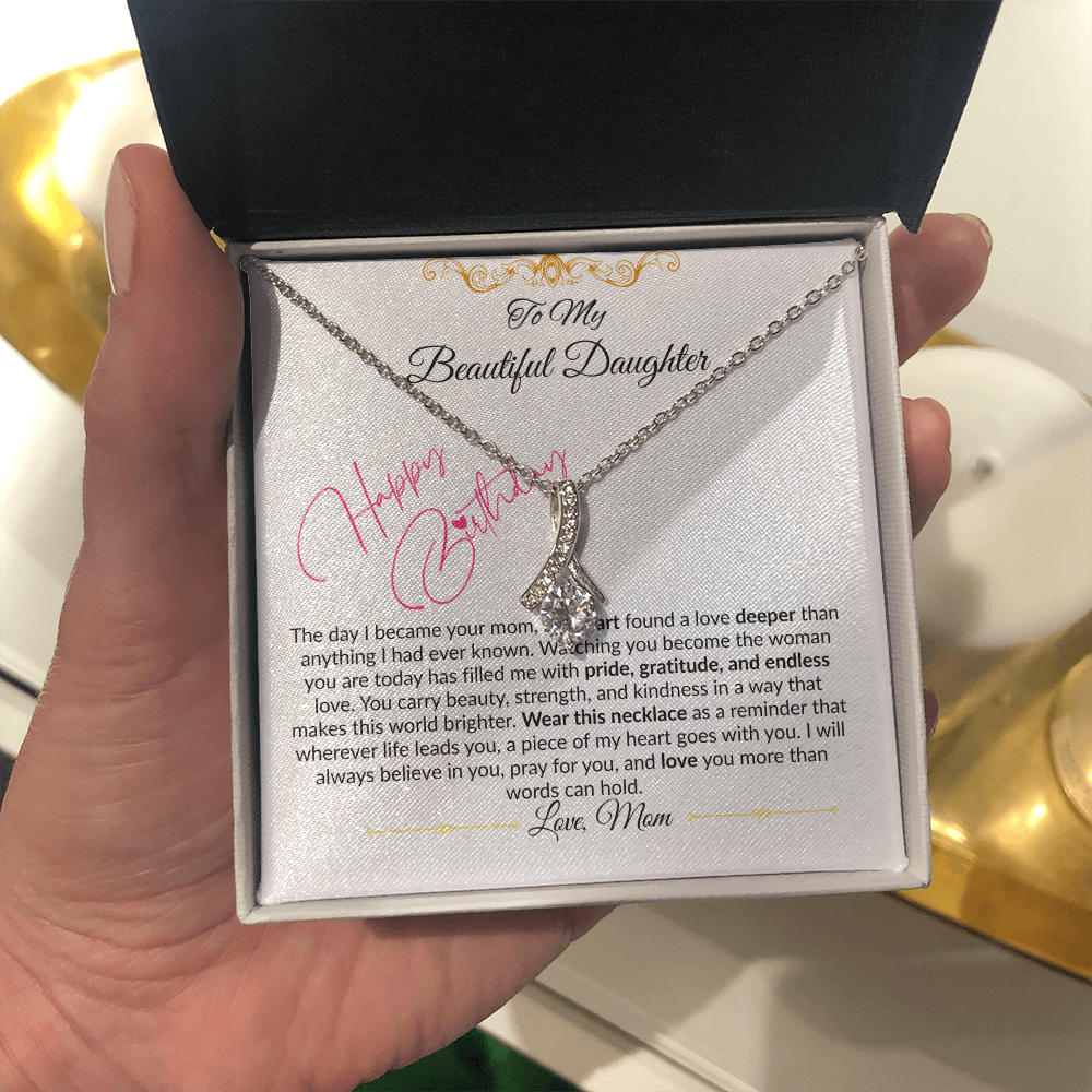 To My Beautiful Daughter Necklace From Mom I Birthday Gift for Daughter